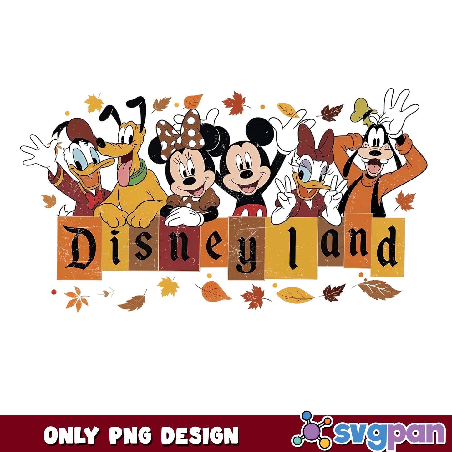Disneyland Fall Autumn Mickey Minnie Friends PNG, Goofy Pluto, PNG
