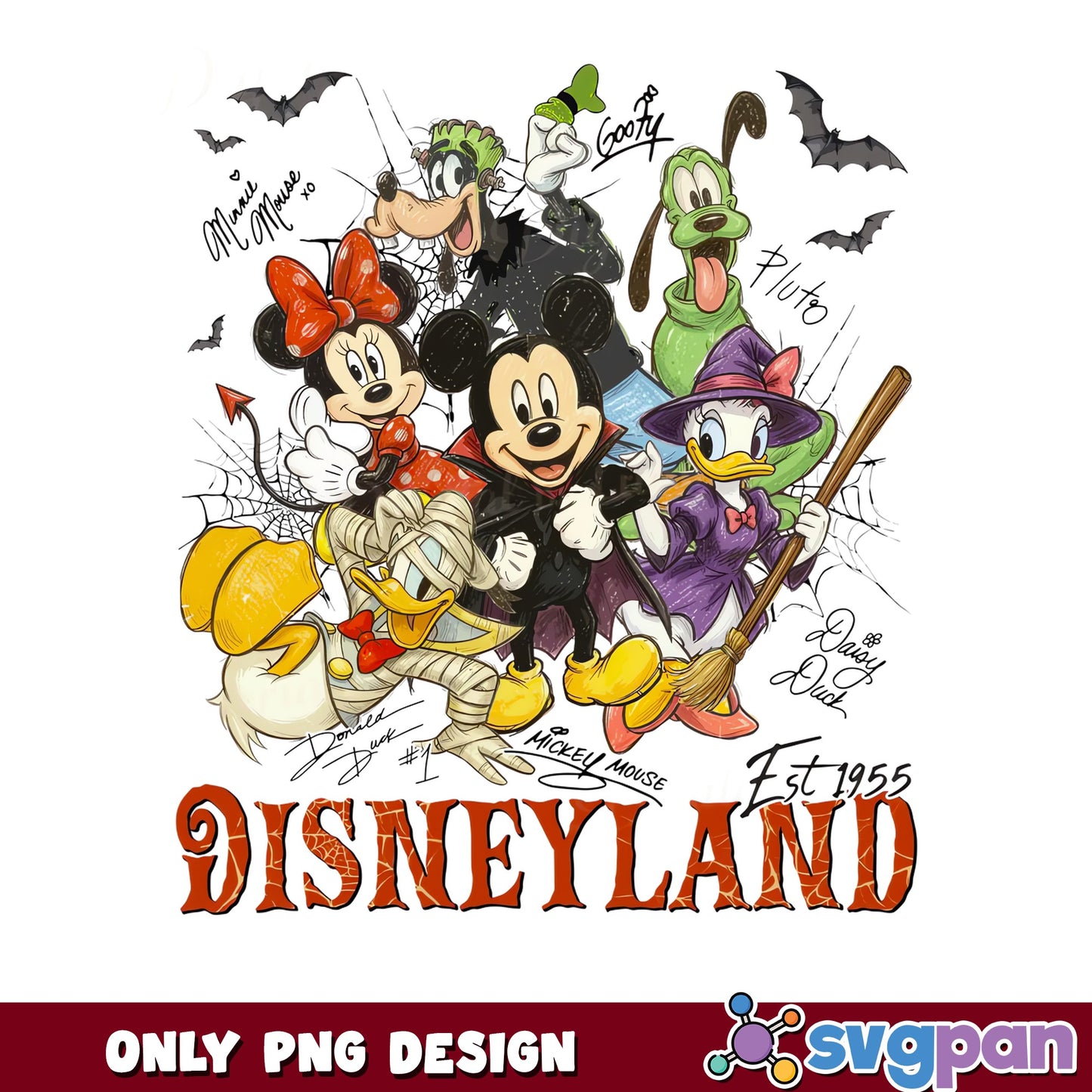 Disneyland Halloween PNG, Mickey Goofy Donald Daisy Pluto, Disney PNG