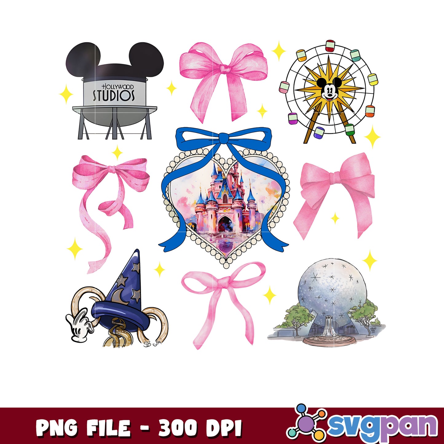 Disneyland design png, disney characters png, disneyland evnet 2025 png