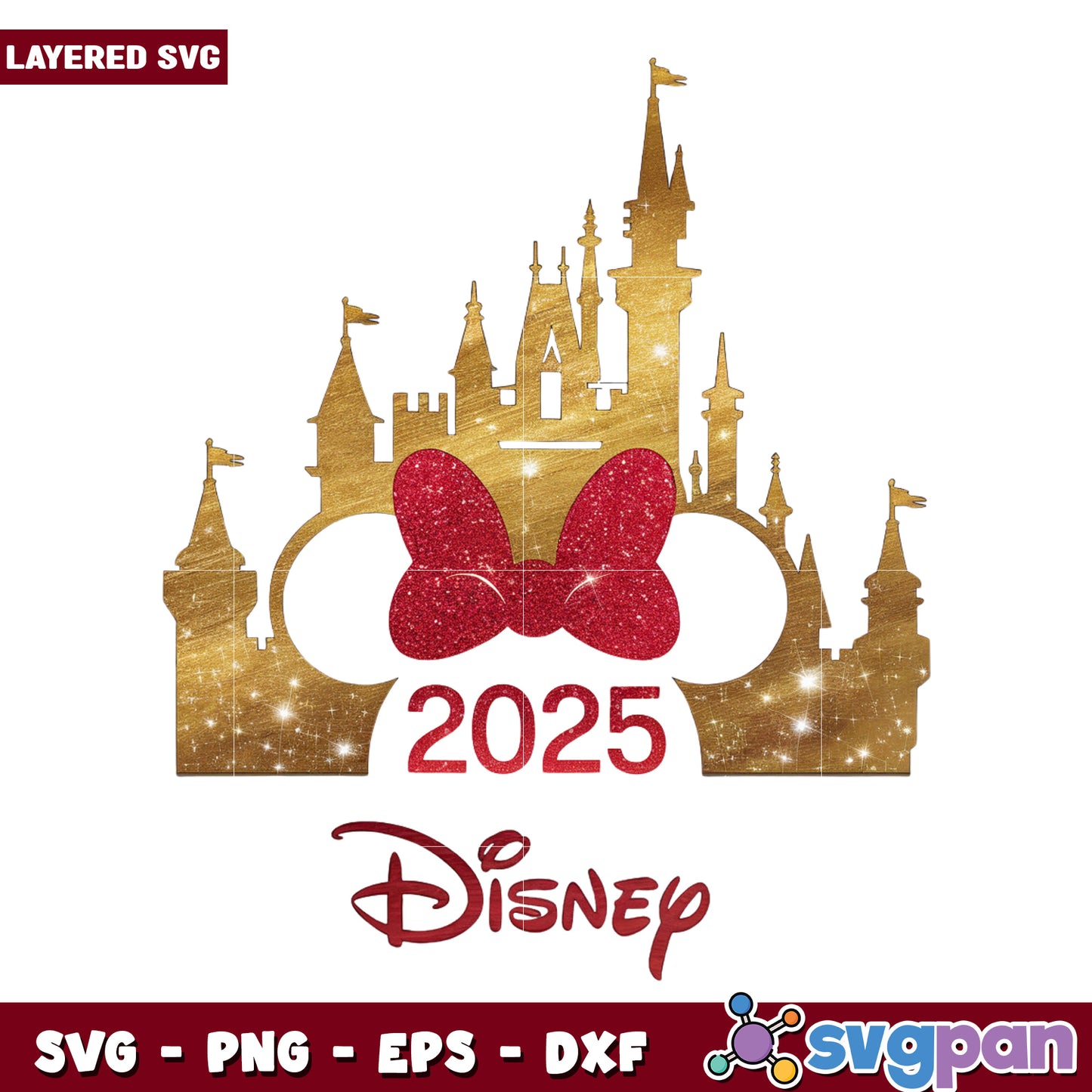 Disneyland golden design png, disneyland png, summer vacation png