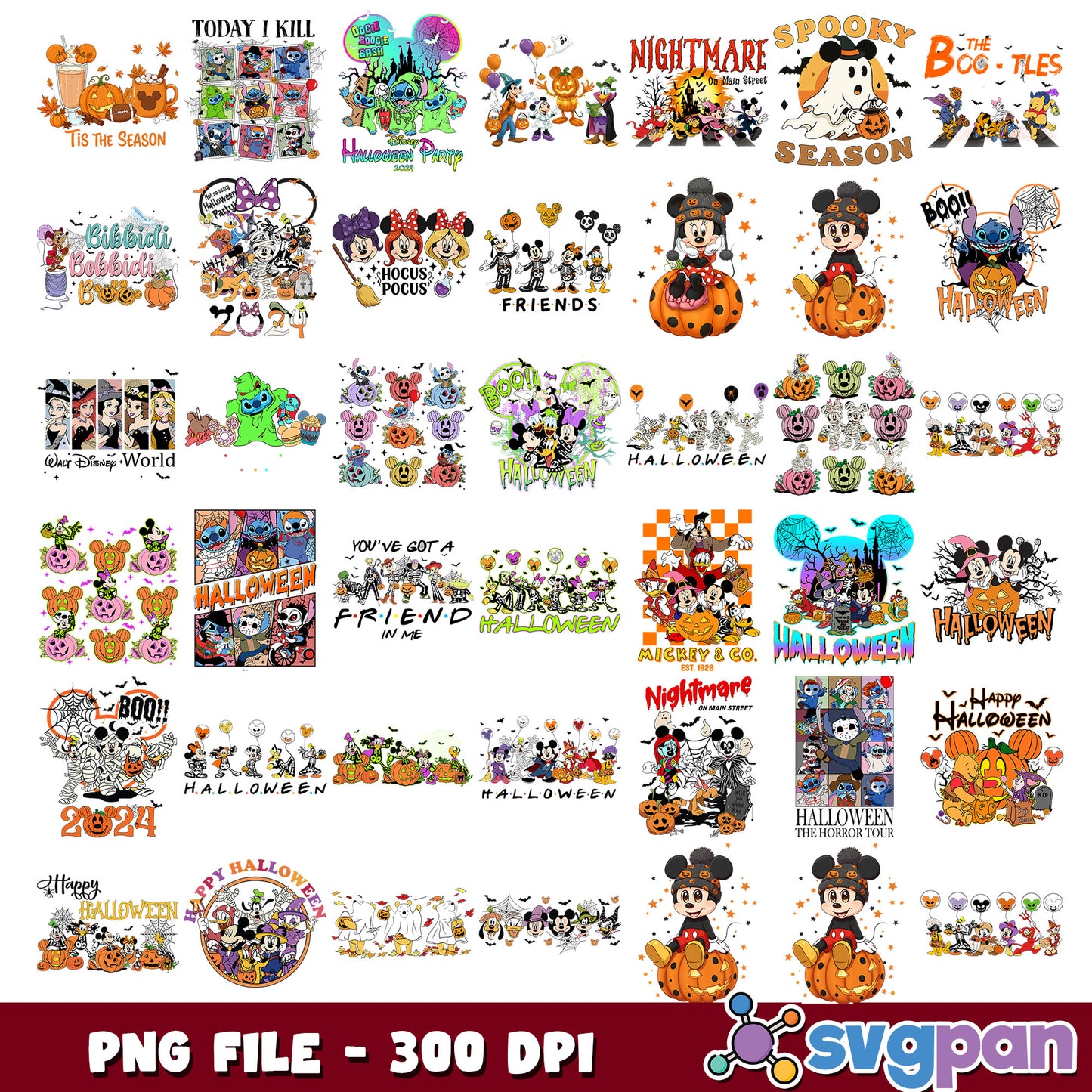 Disneyland halloween day png bundle, spirit halloween png, disney land png