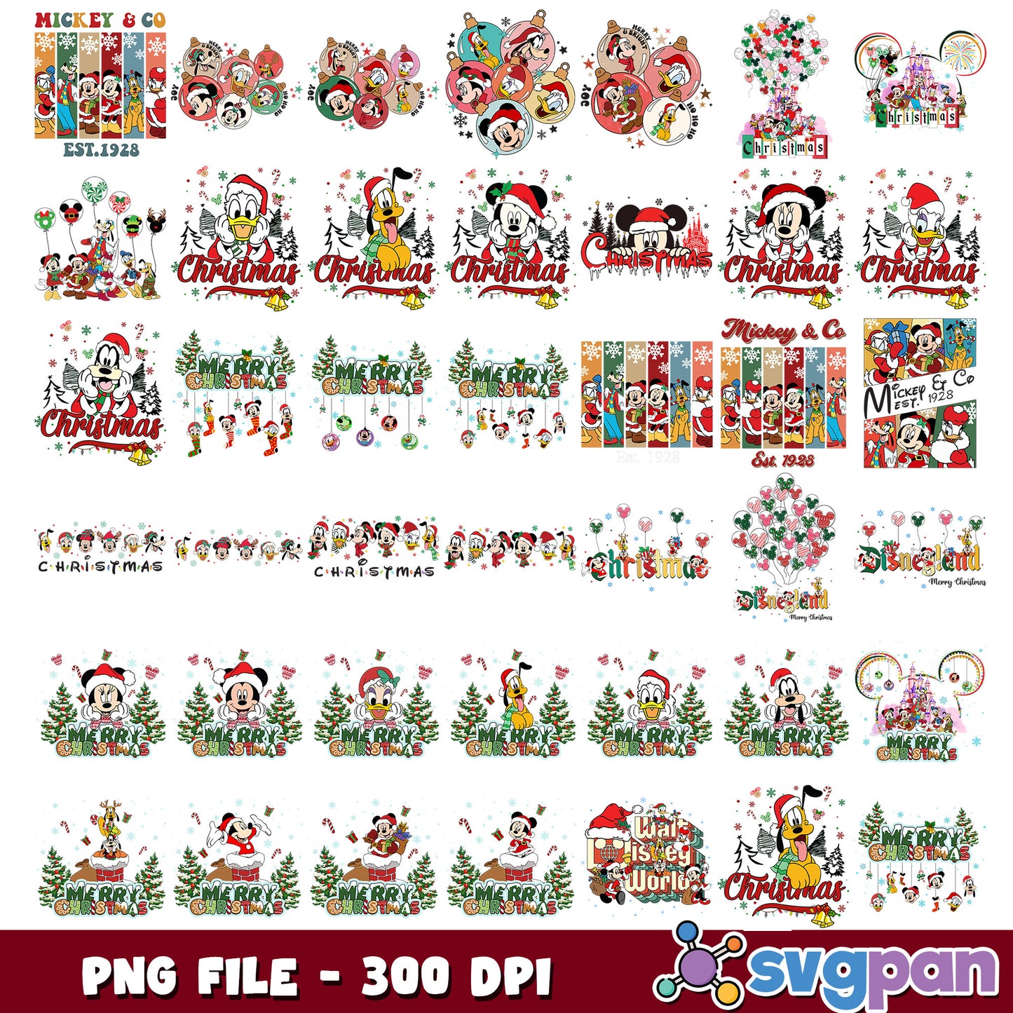 Disneyland spirit christmas png bundle