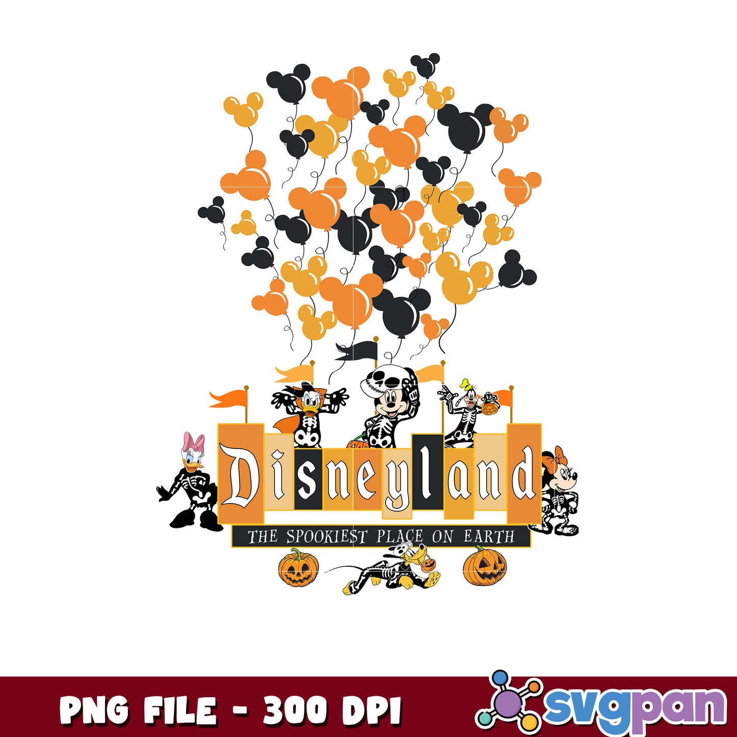 Disneyland the happiest place png, halloween decorations png, halloween disney png