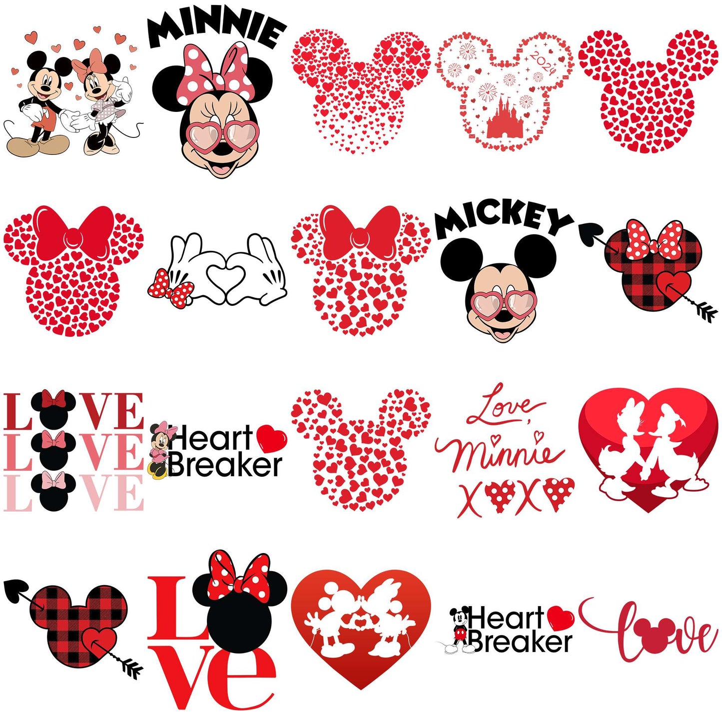 Disneyland valentine png bundle, walt disney png, valentines day png