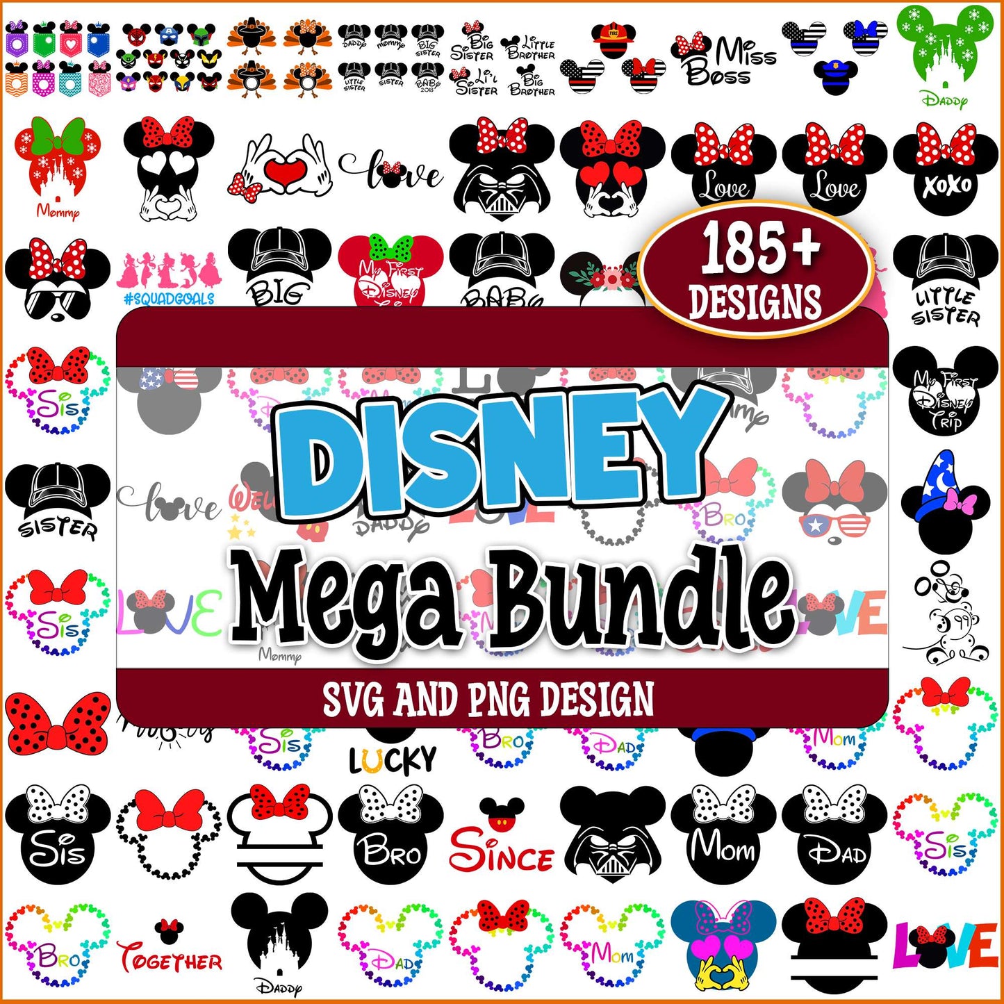 Disney monogram cartoon svg bundle