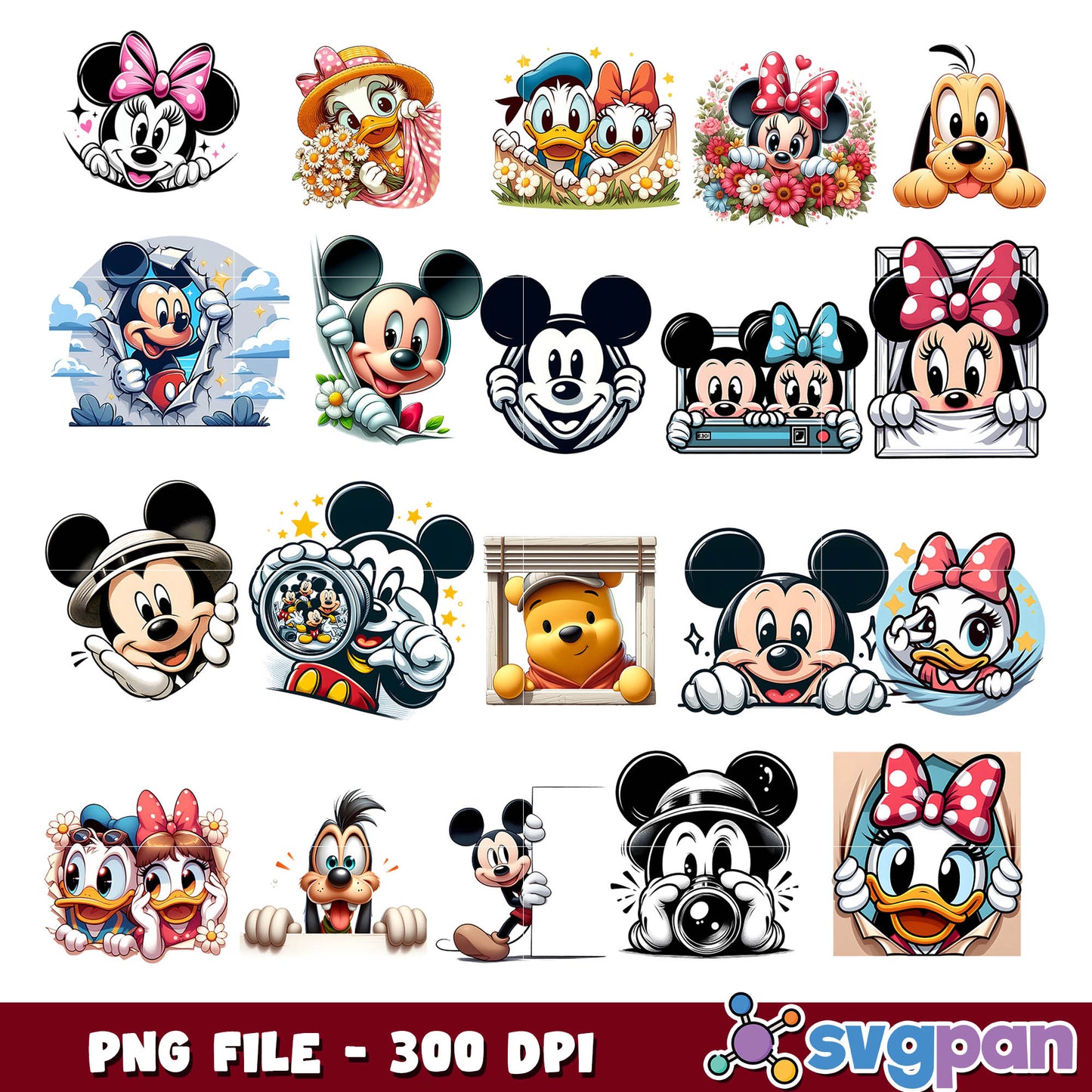 Disney peeking PNG 20+ bundle