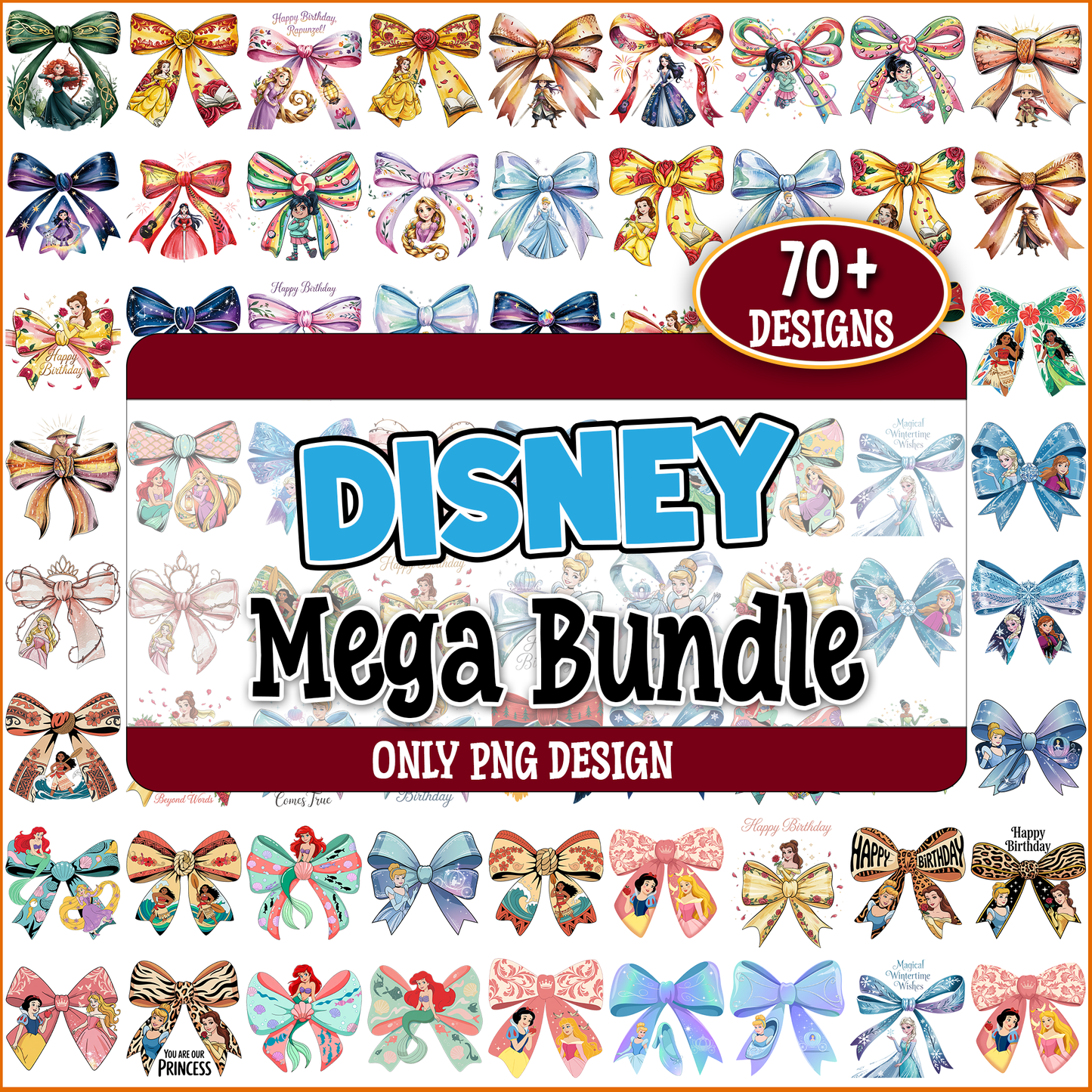 Disney princess bowtie png bundle