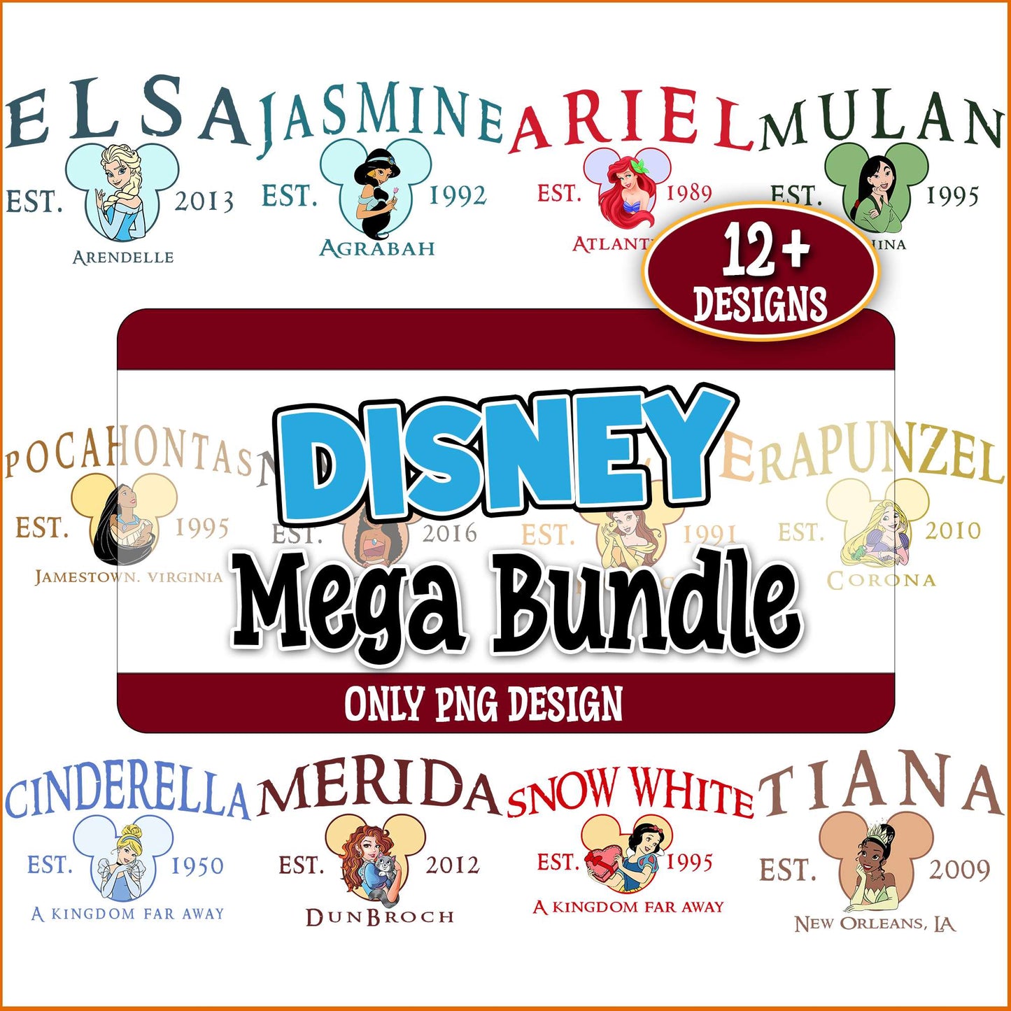 Disney princess est png bundle