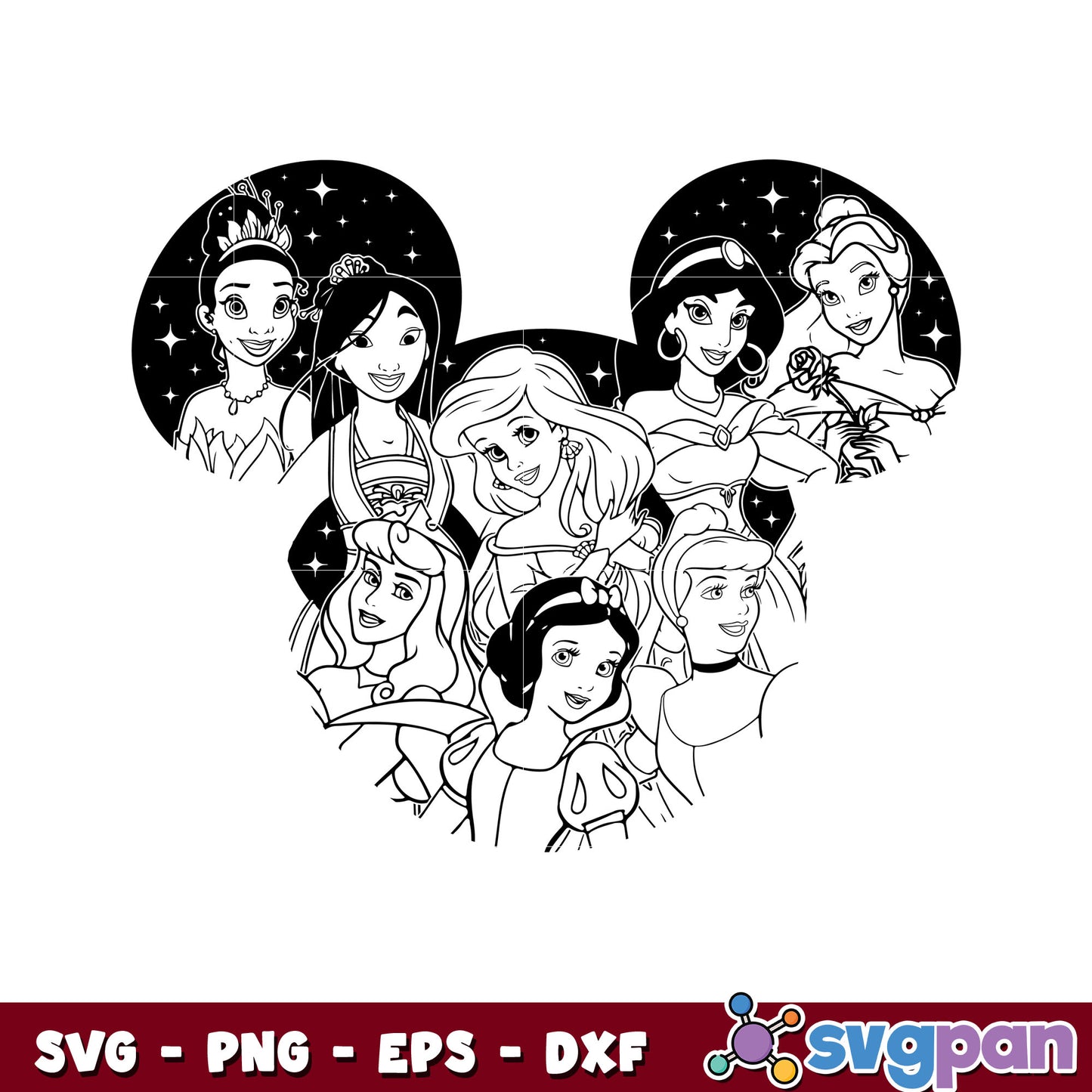 Disney princess mickey mouse svg, disney princesses svg, mickey svg