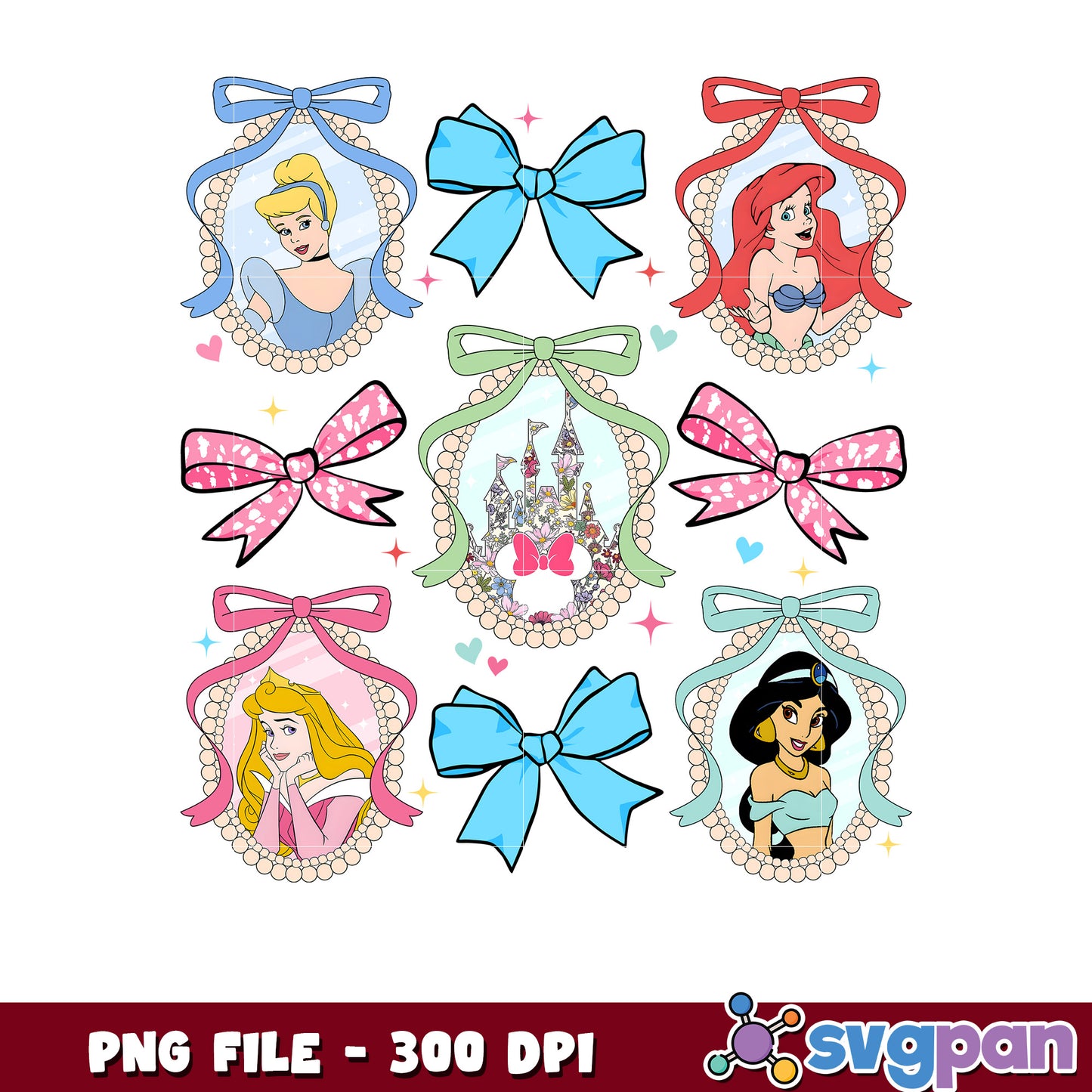 Disney princess photo frame design png, disney characters png, disneyland png