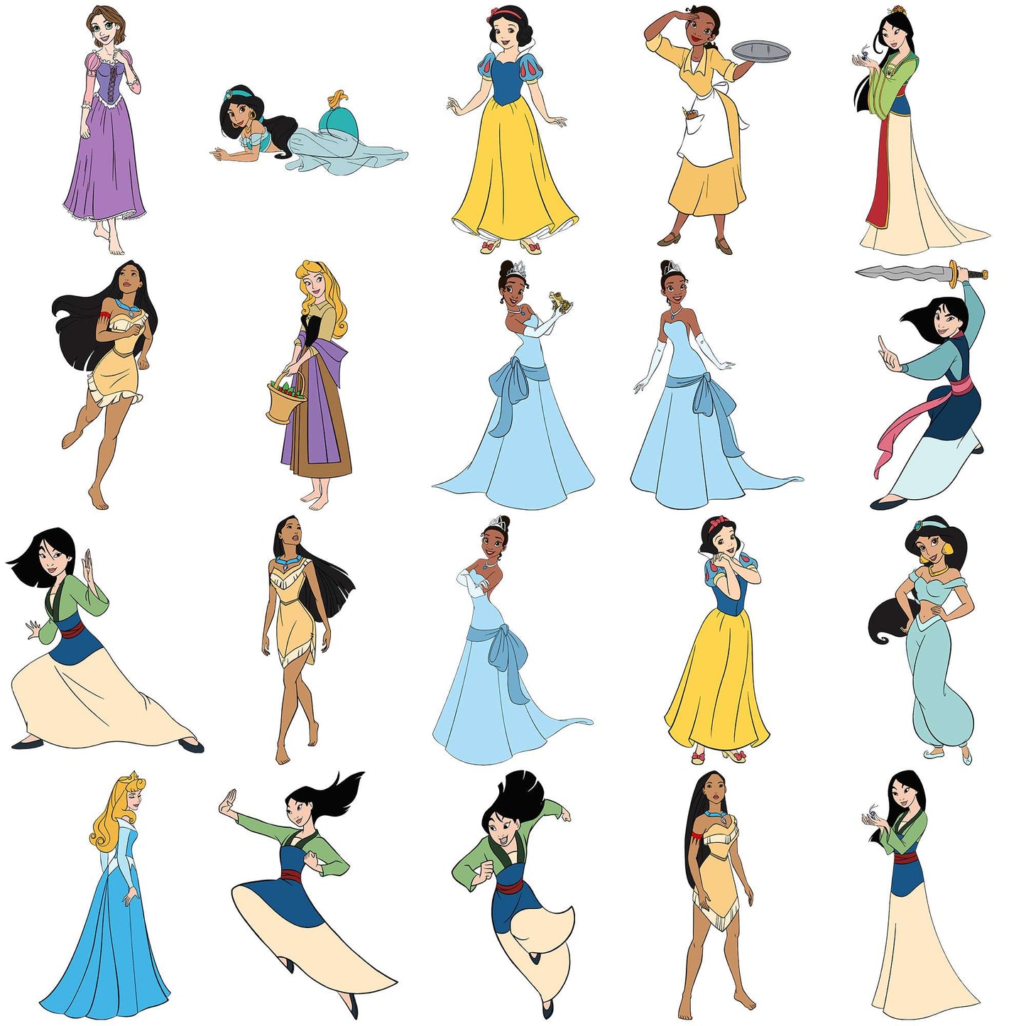 Disney princess set svg bundle, disney movies svg, disney world svg