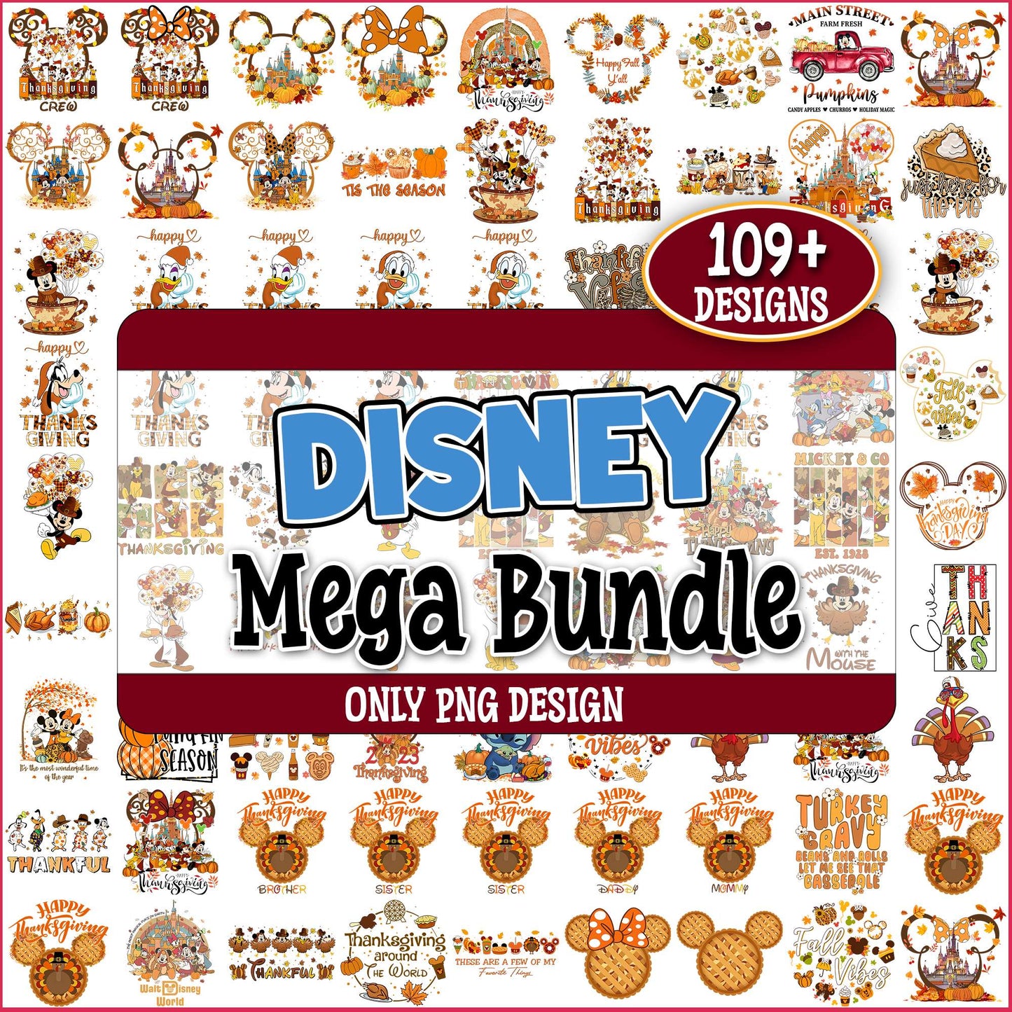 Disney thanksgiving design png bundle