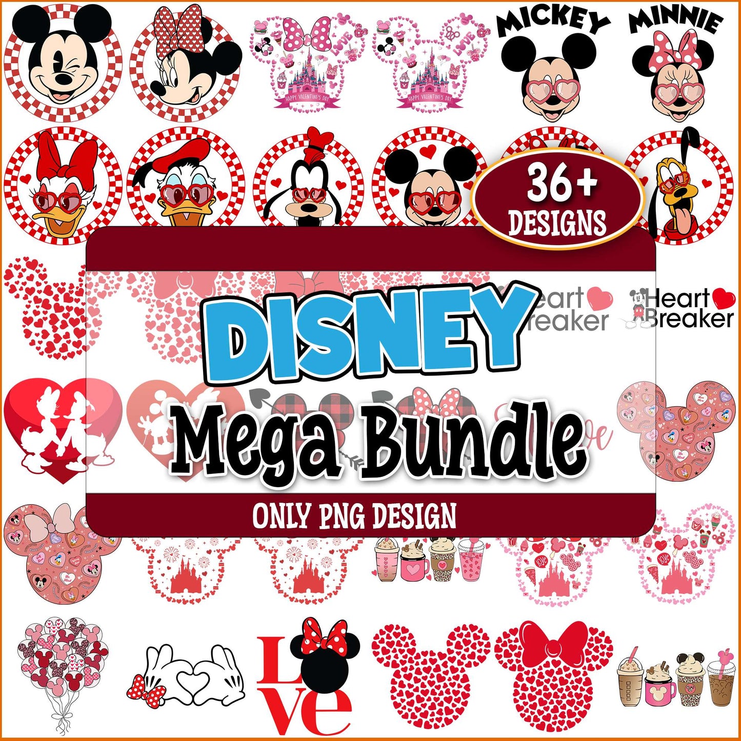 Disney valentine day png bundle