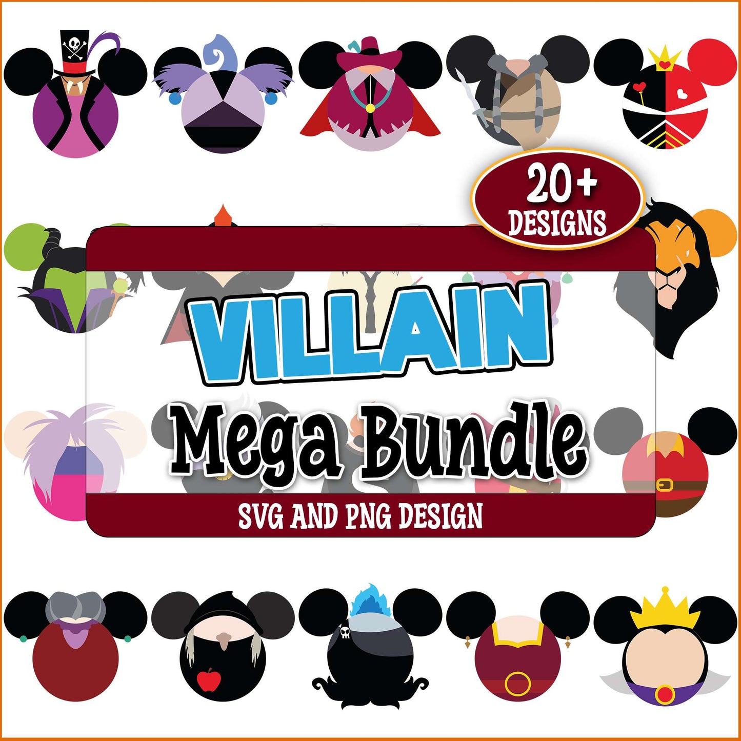 Disney villain mickey design svg bundle