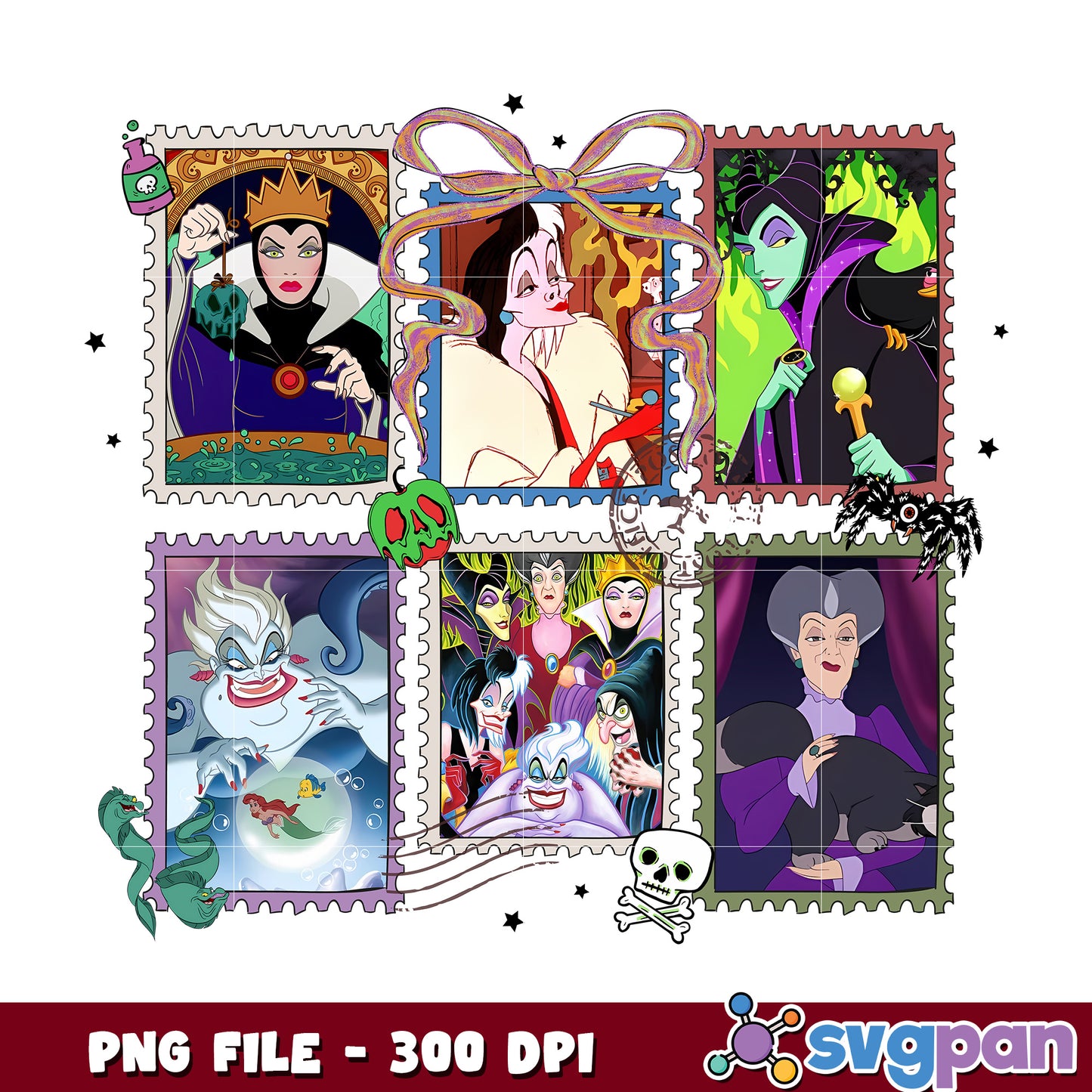 Disney villains png, halloween candy png, trick or treat png