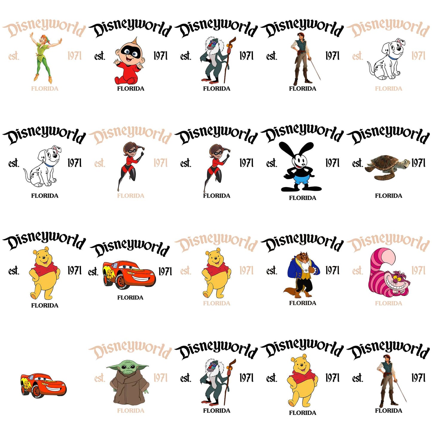Disney world est 1971 png bundle, disney stock png, disney springs png