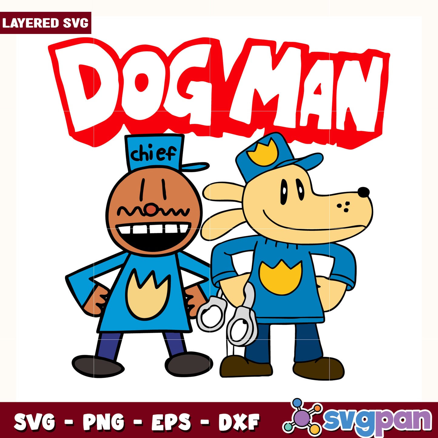 Dog man and chief design svg, dog man comic svg, pilkey universe characters svg