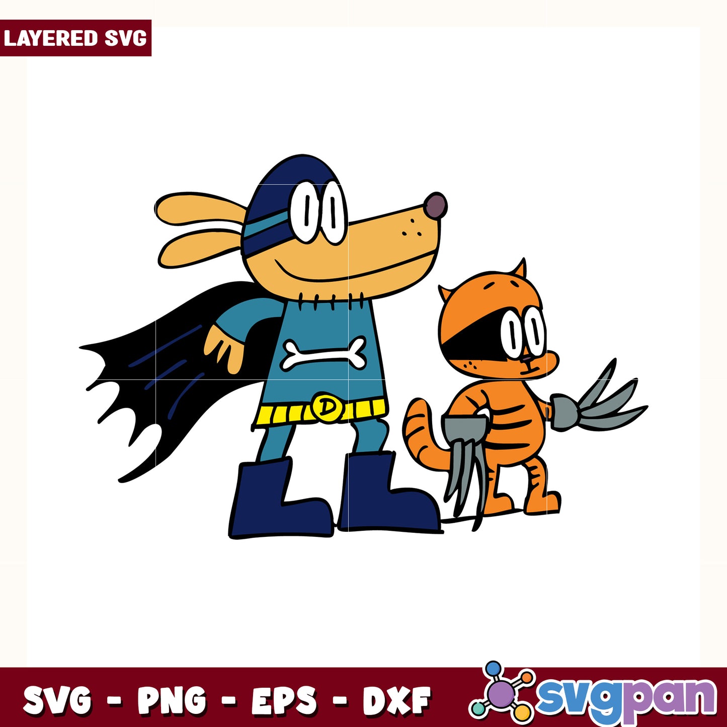 Dog man and lil petey svg, dog man movie svg, dog man characters svg