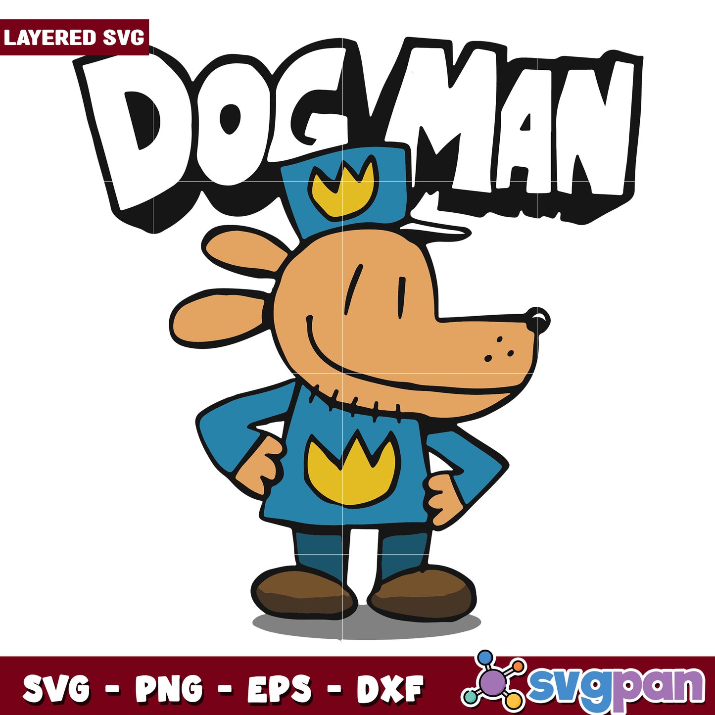 Dog man cartoon svg, dog man book character svg, funny superhero dog design svg