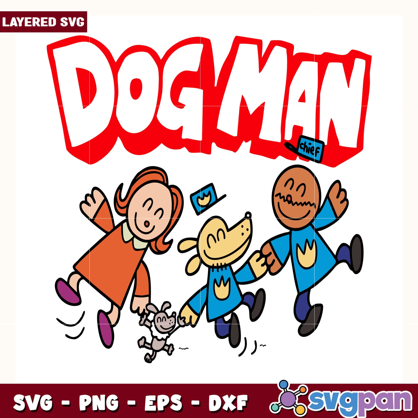 Dog man characters design svg, dog man svg, funny comic svg