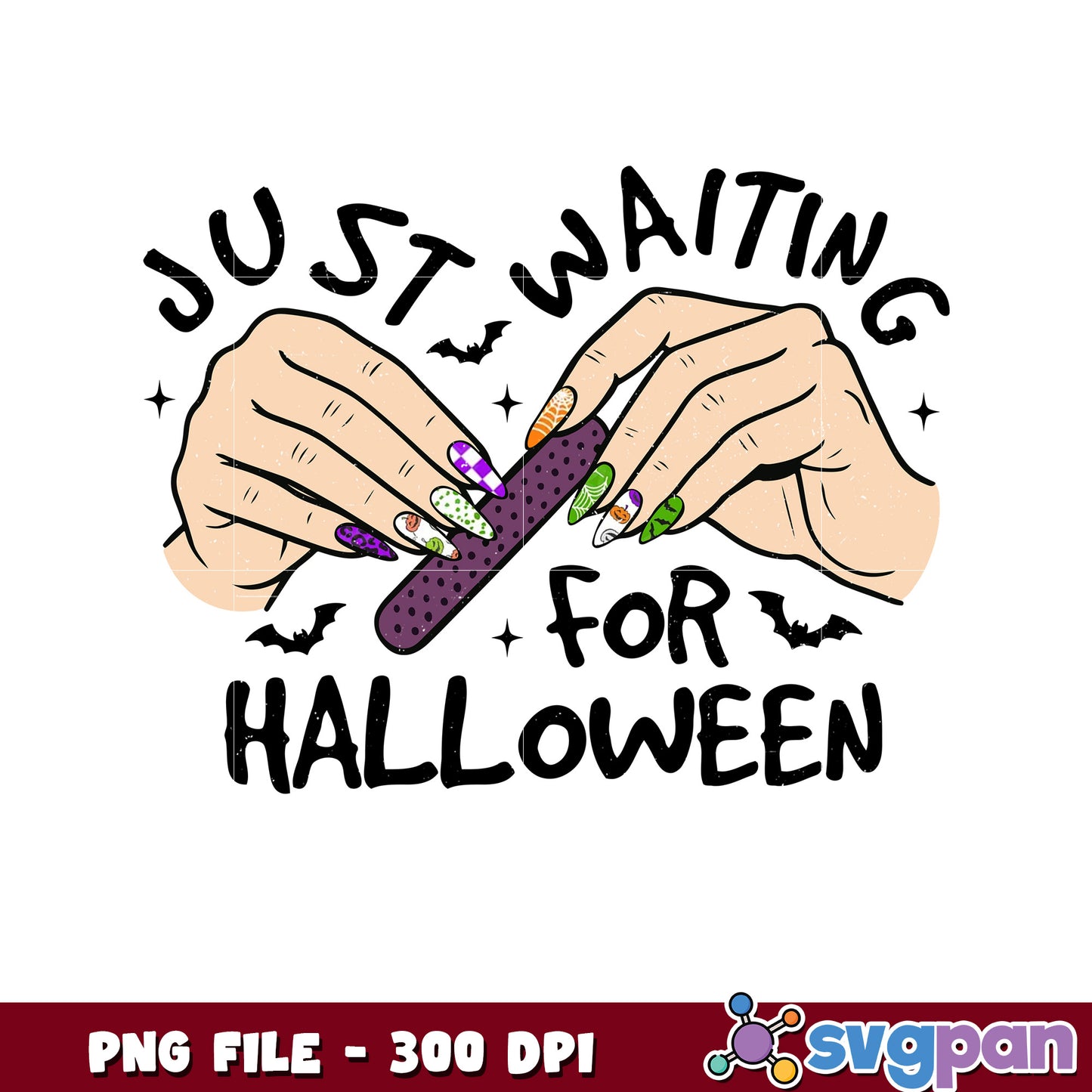 Doing nail waiting for the halloween png, trick or treat png, halloween cartoon png