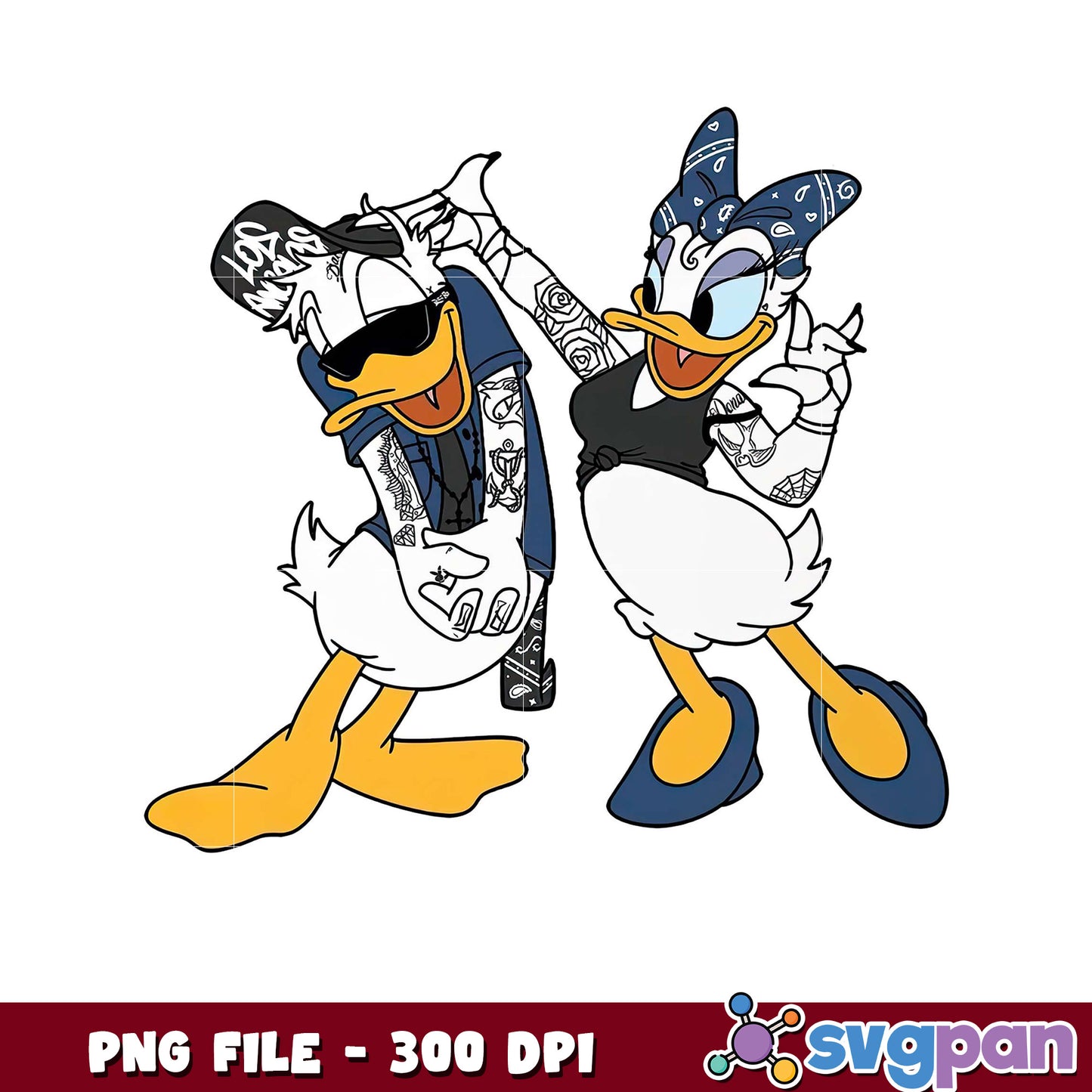 Donald and Daisy Duck PNG file, vibrant character design