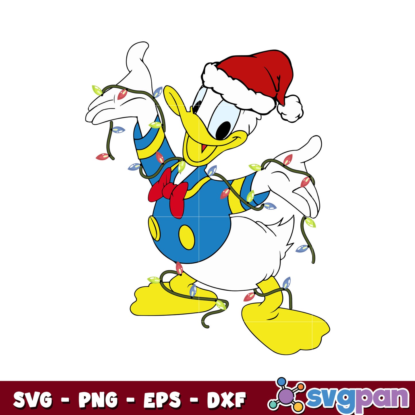 Donald duck christmas hat design svg, lights christmas svg, christmas svg