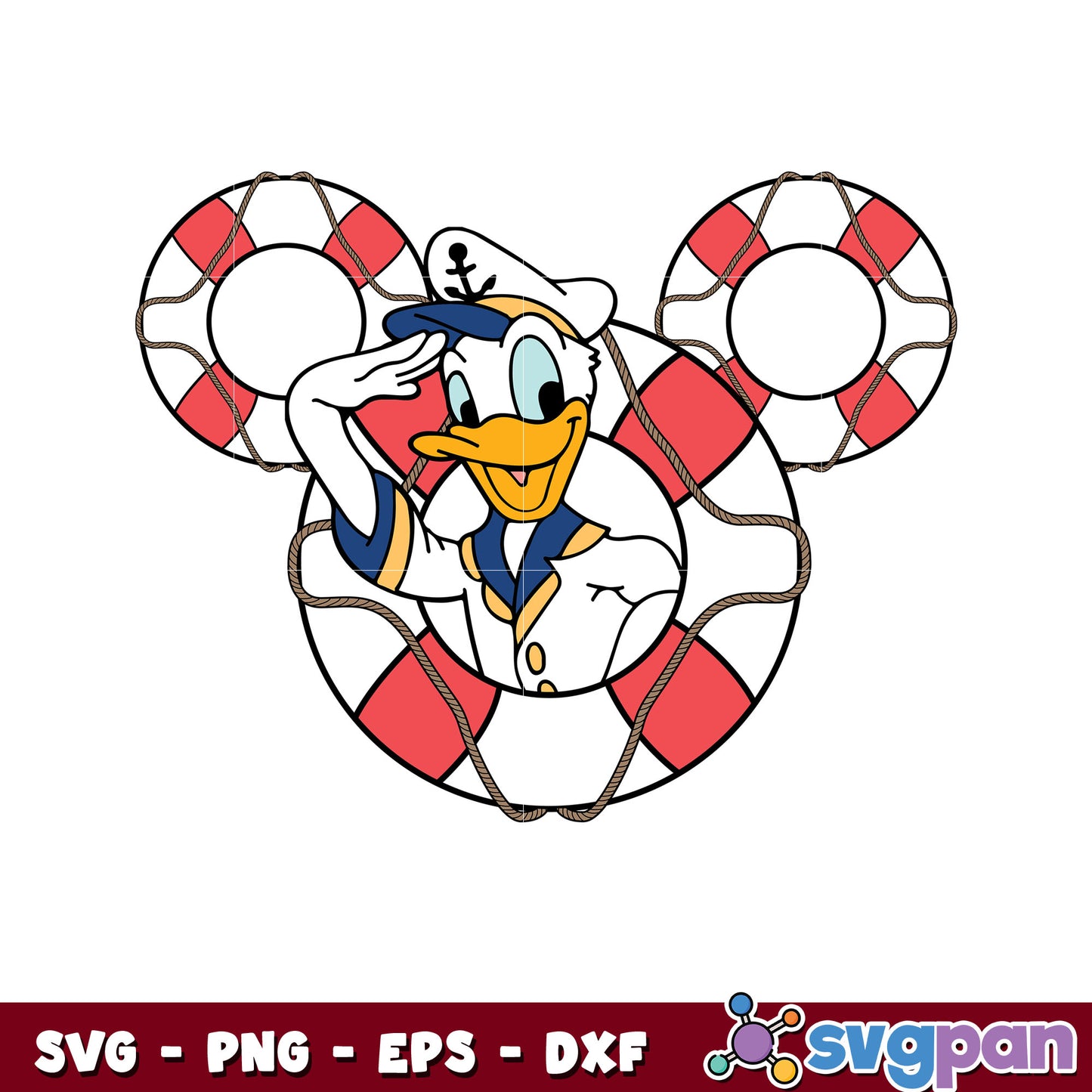 Donald duck lifebuoy swimming design svg, donald duck svg