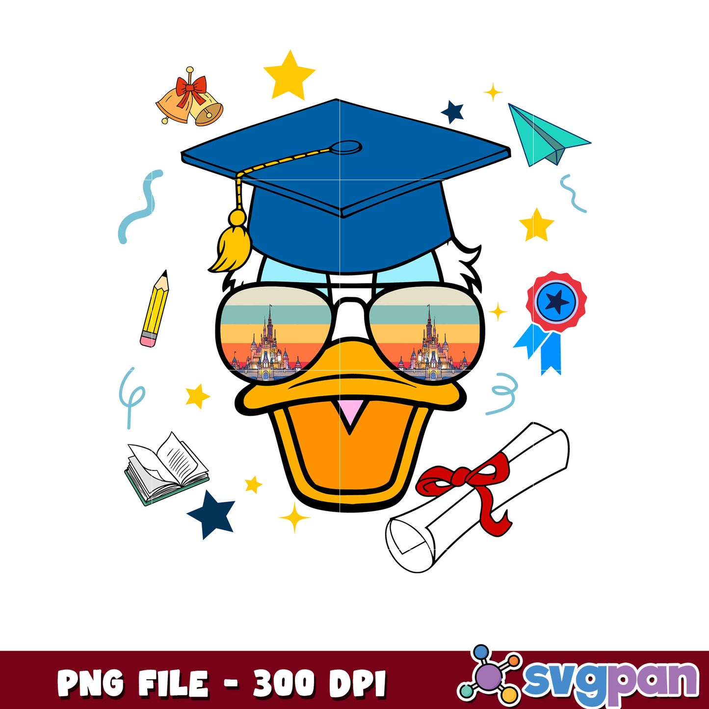 Donald graduate png, disney duck graduation png, donald duck png