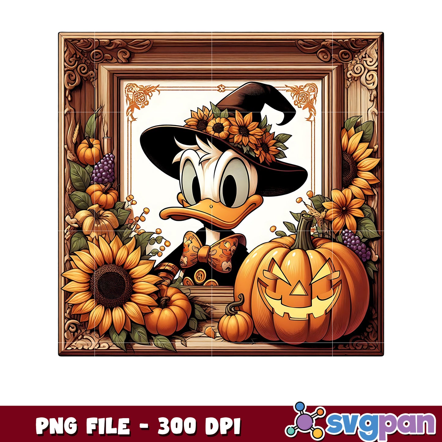 Donald picture frame png, cartoon characters png, halloween png
