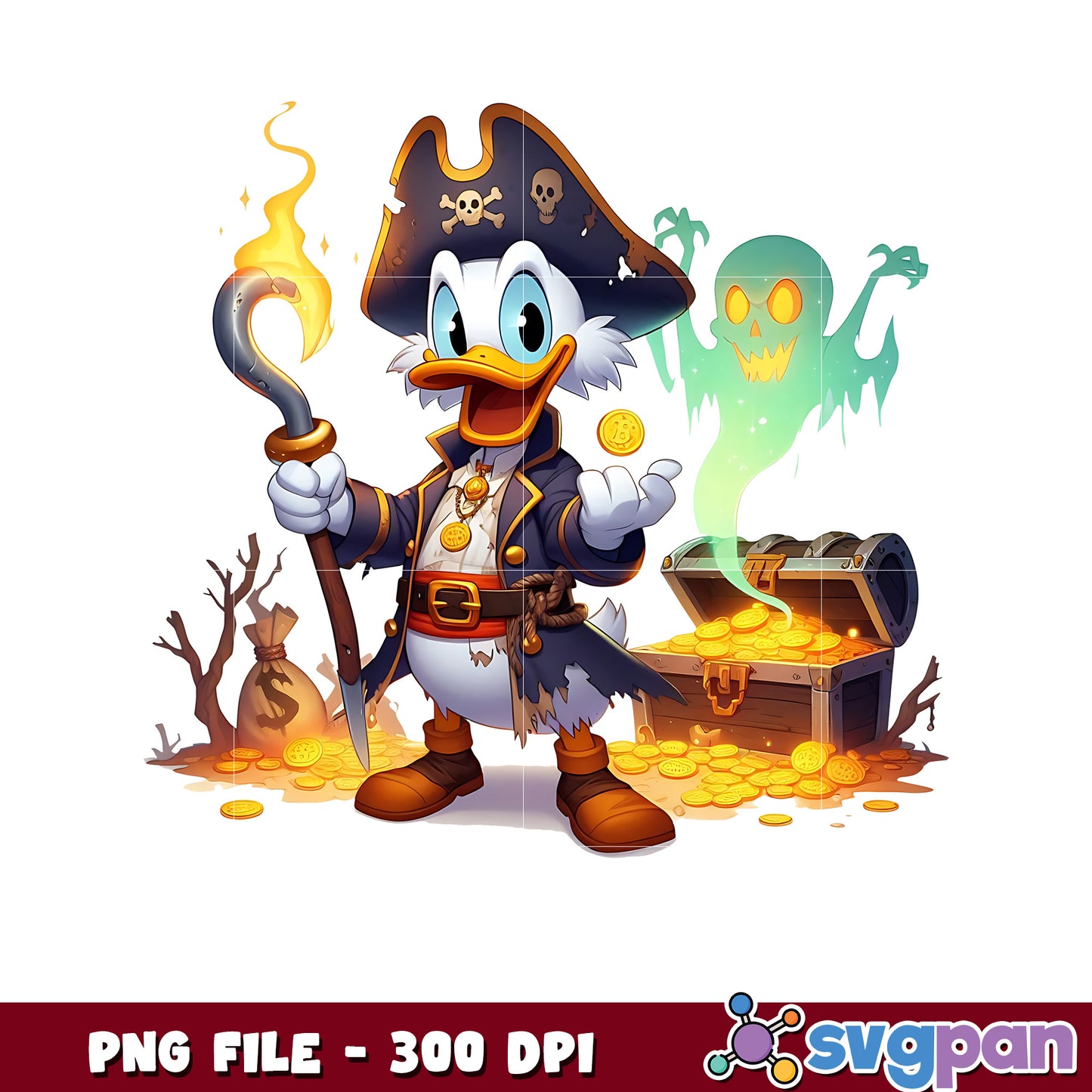 Donald pirates png, happy halloween png, halloween decor png