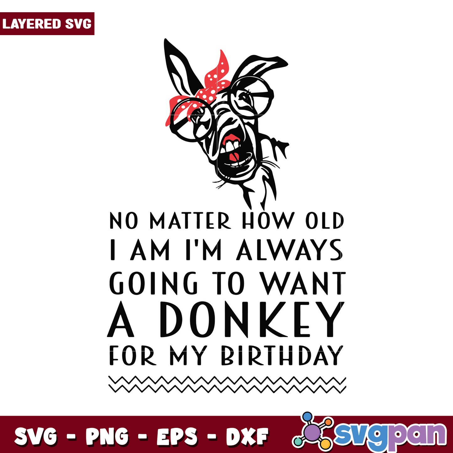 Donkey Birthday SVG Design, Fun and Whimsical Animal Art