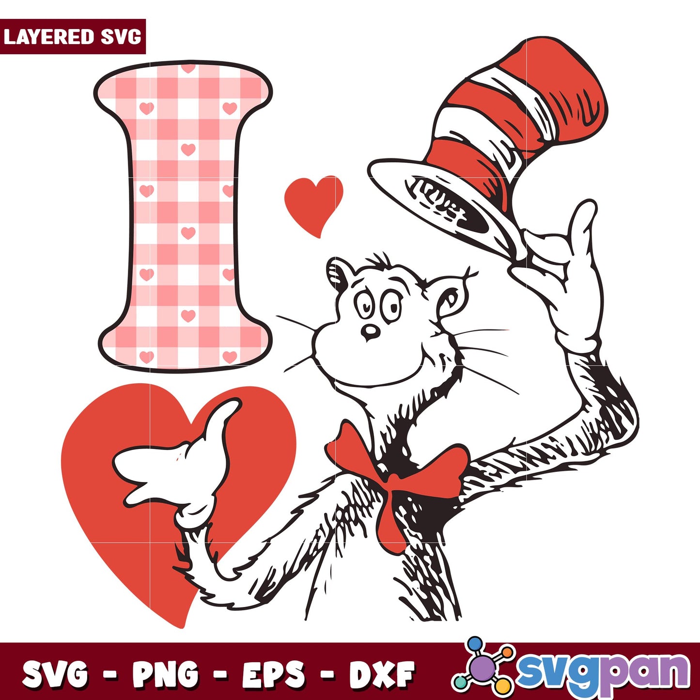 Dr. Seuss Valentine i love svg, Dr. seuss characters svg, Digital Download