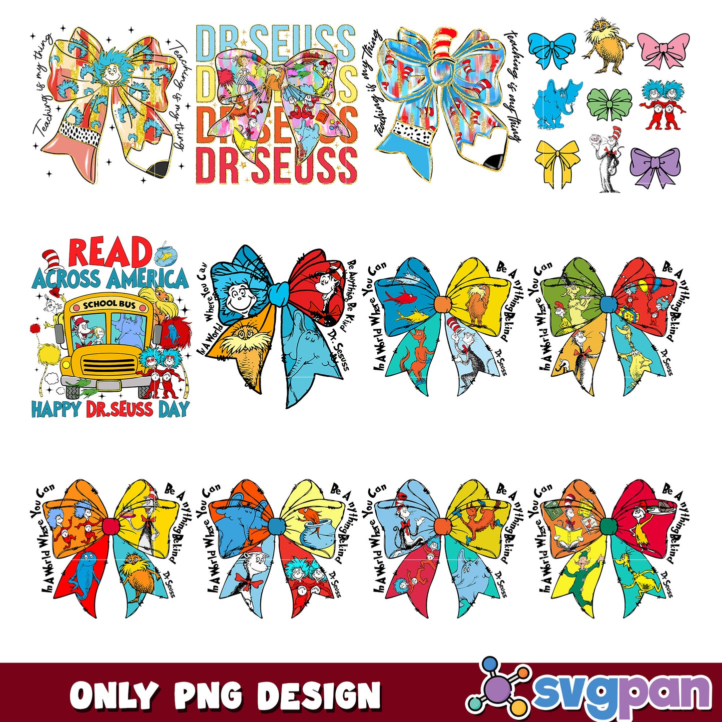 Dr Seuss Bow PNG Bundle - Read Across America