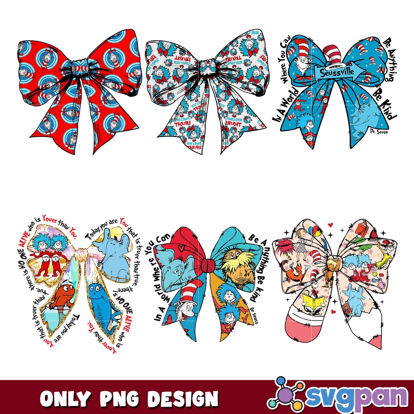 Dr Seuss Bow PNG Bundle