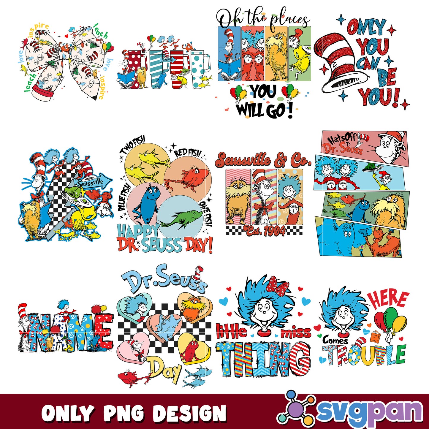 Dr Seuss Bundle PNG Fun Colorful Designs for Kids