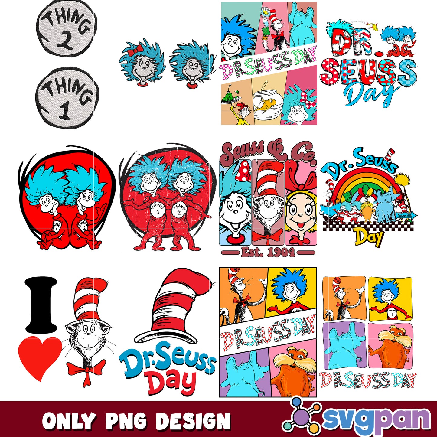 Dr Seuss Day PNG Bundle Characters & Designs