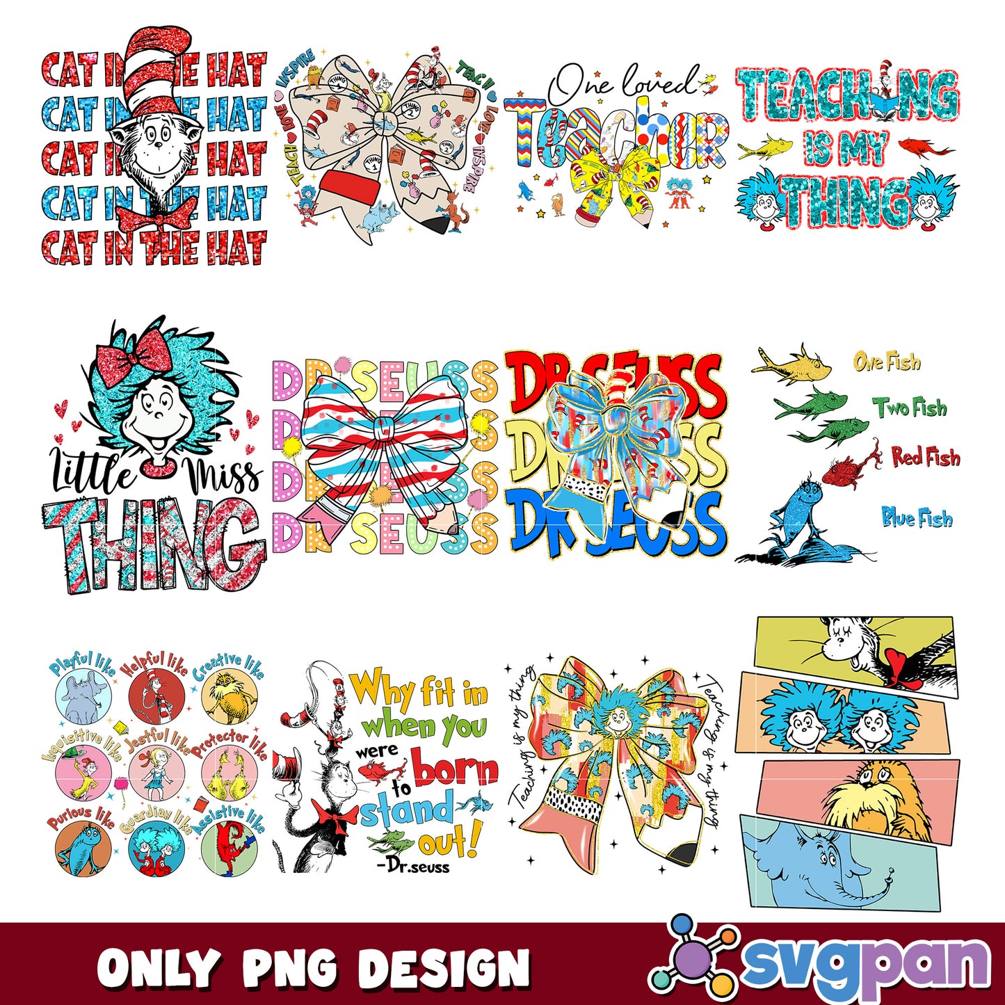Dr Seuss Inspired PNG Bundle for Creative Projects