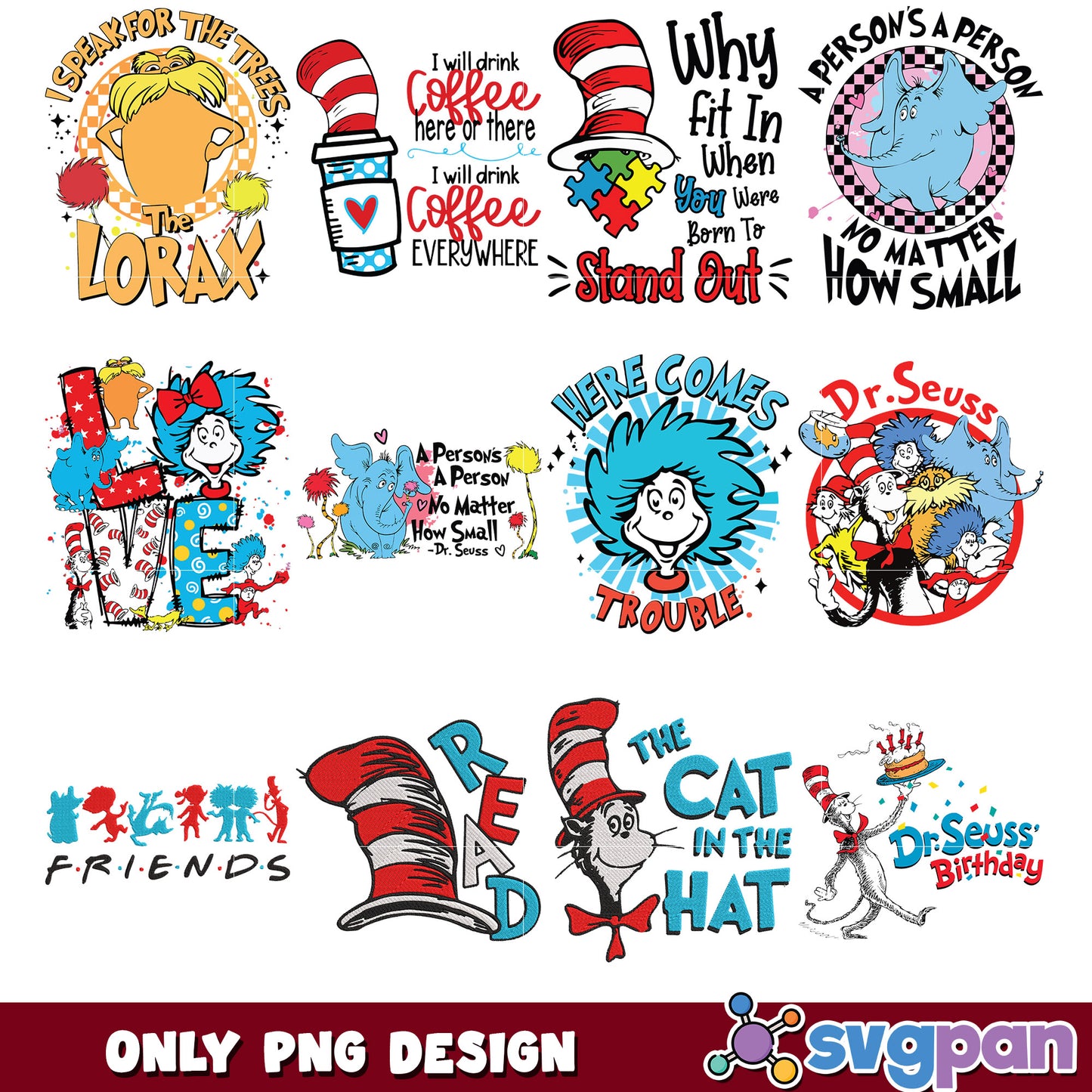 Dr Seuss Inspired PNG Bundle for Fun Creative Projects