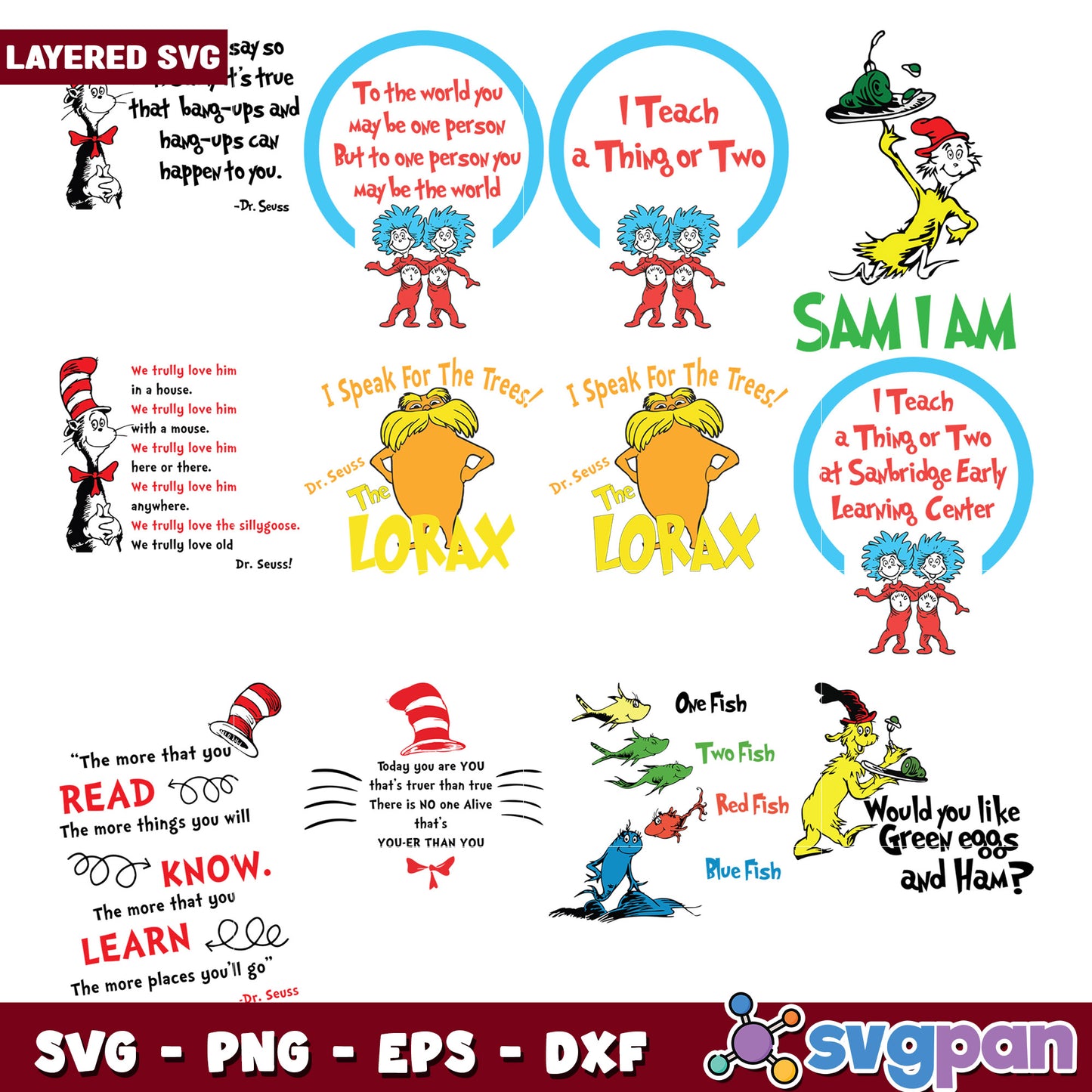Dr Seuss Inspired SVG Bundle Fun Learning Designs
