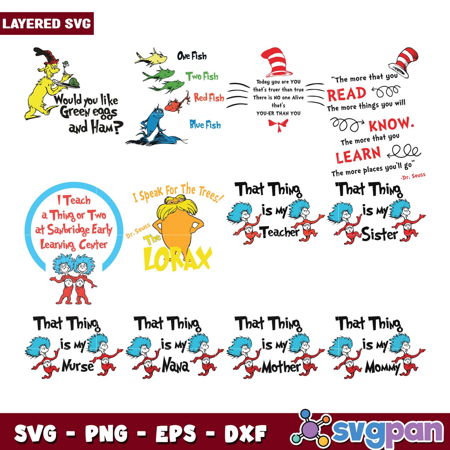 Dr Seuss Inspired SVG Bundle for Crafting Projects