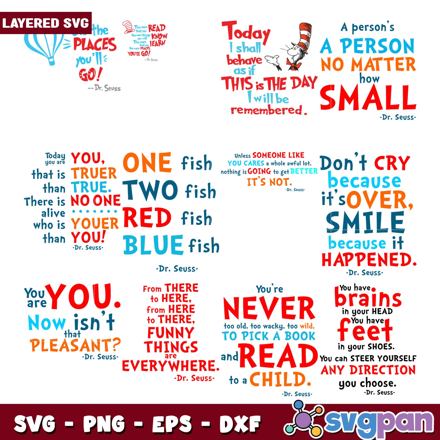 Dr Seuss Inspiring Quotes SVG Bundle for Creative Projects