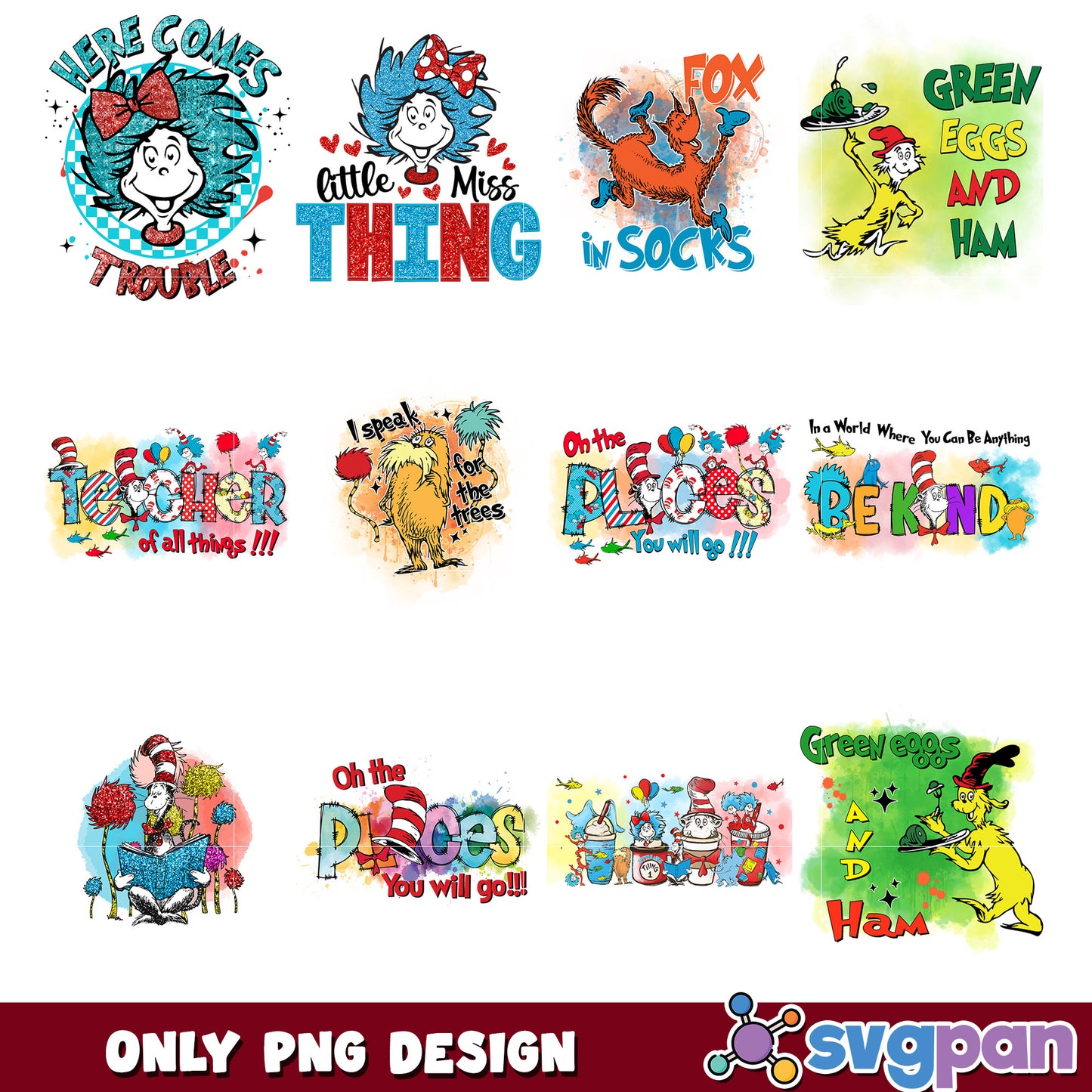 Dr Seuss PNG Bundle Cute Designs for Teachers