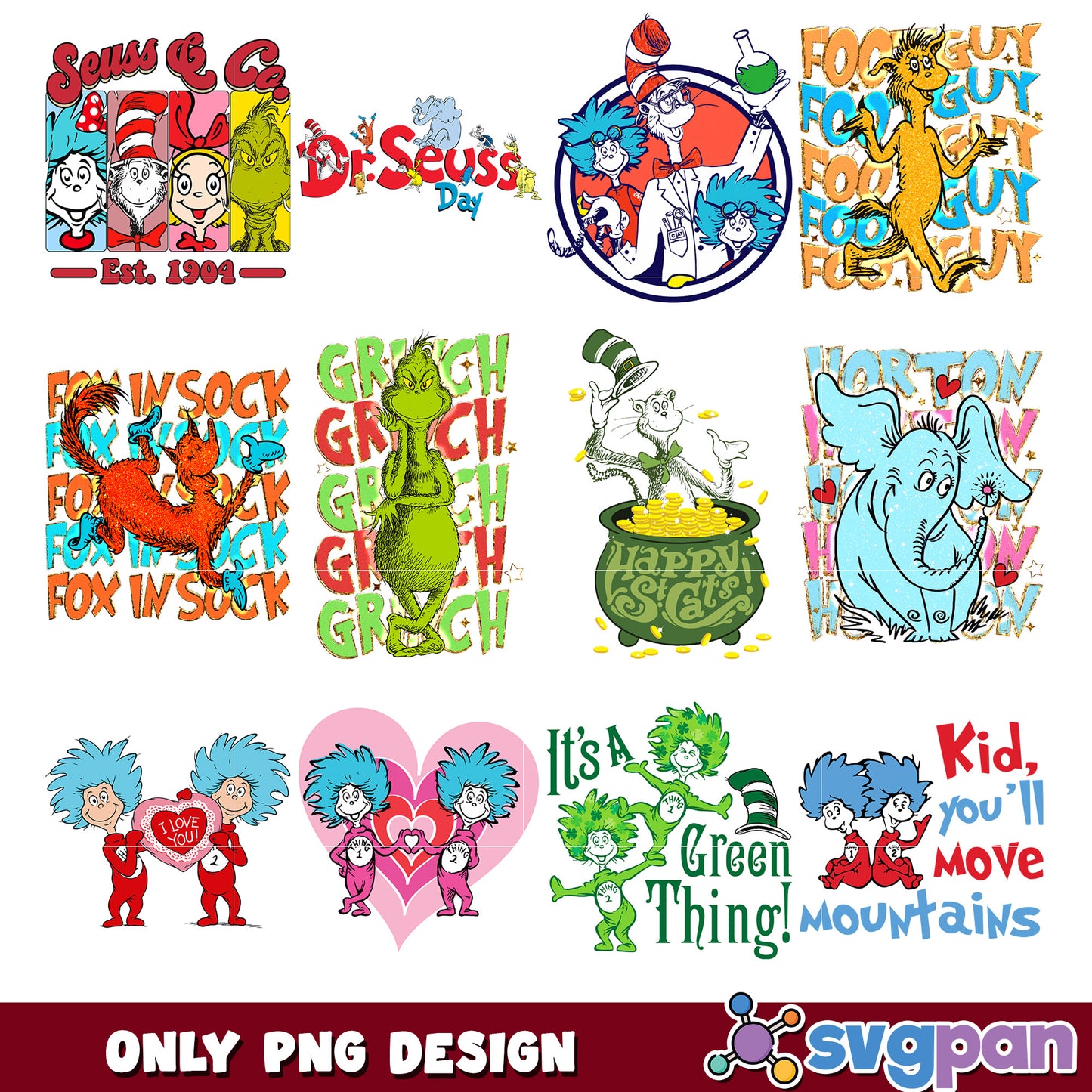 Dr Seuss PNG Bundle Fun and Colorful Designs Collection