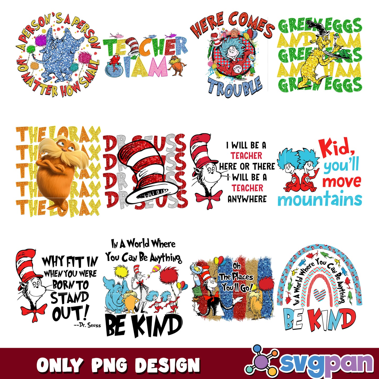 Dr Seuss PNG Bundle Teacher Designs