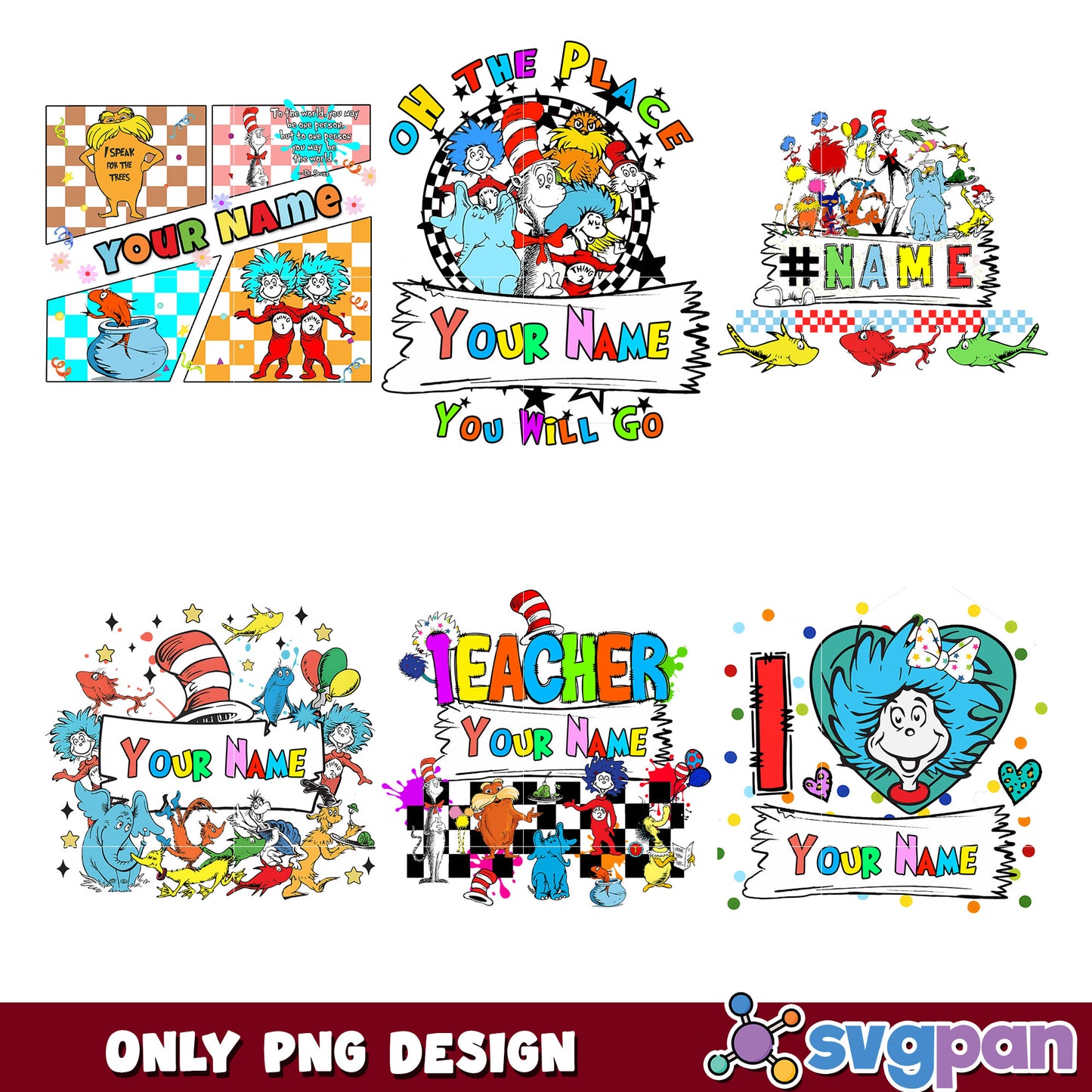 Dr Seuss PNG Bundle Teacher & Kids Designs