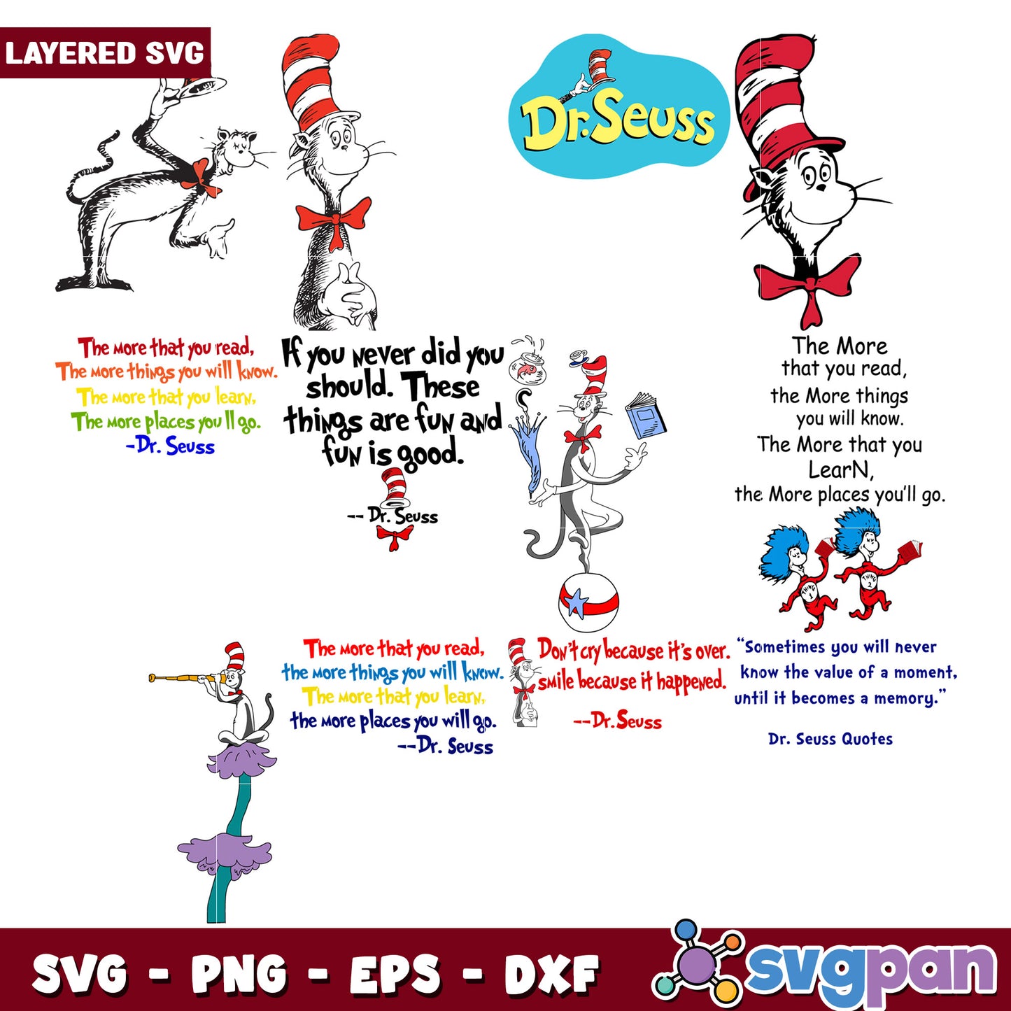 Dr Seuss Quotes SVG Bundle for Creative Projects