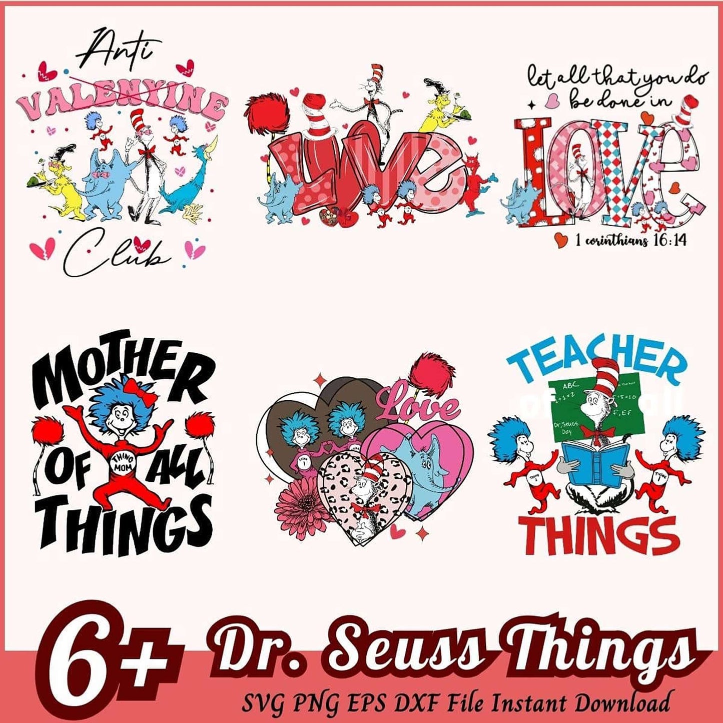 Dr Seuss SVG Bundle 6+ Designs Instant Download