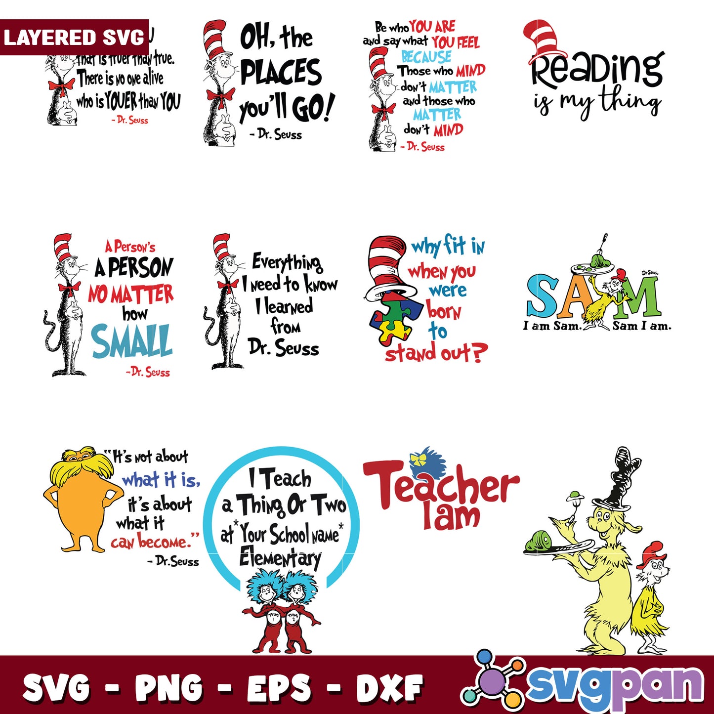 Dr Seuss SVG Bundle Quotes & Characters