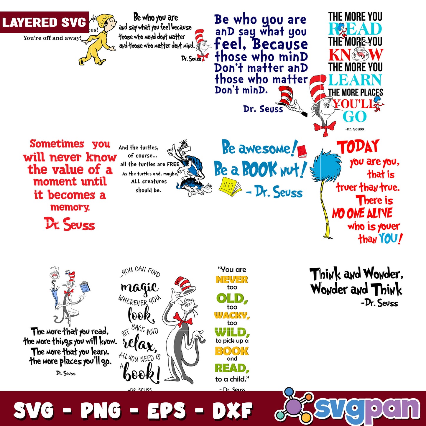 Dr Seuss SVG Bundle Quotes & Illustrations